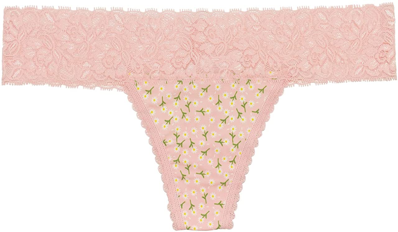 Ditsy Floral Laser Cut Thong with Lace Waistband - Be Bliss Boutique