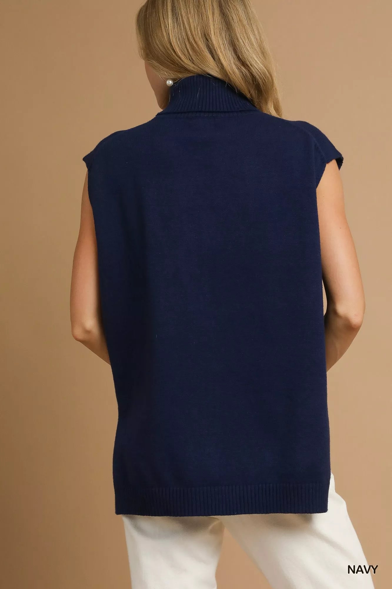 Umgee High-Low Turtleneck Sleeveless Sweater Top - Be Bliss Boutique
