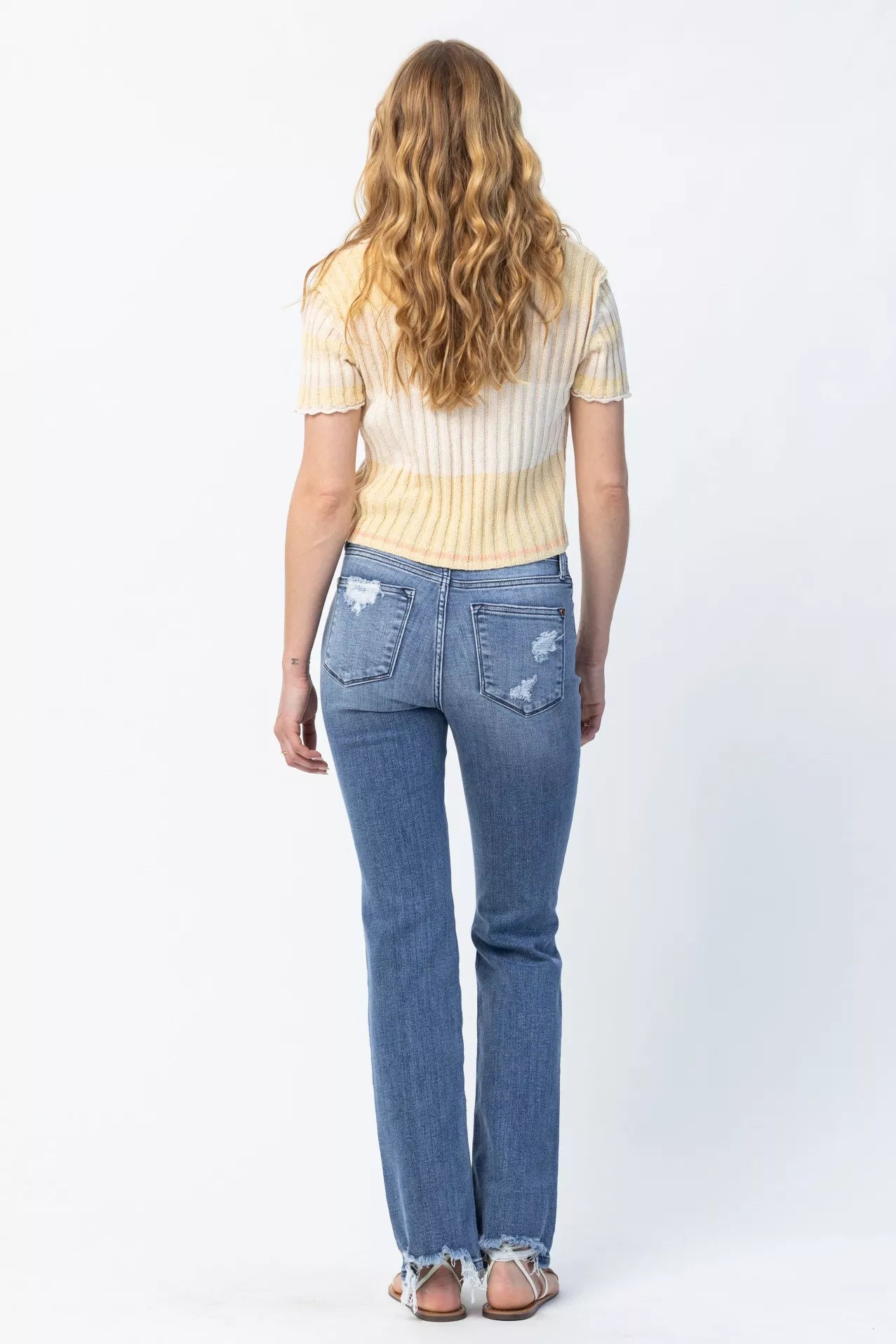 Judy Blue Full Size Mid Rise Destroy Straight Jeans Plus Size - Be Bliss Boutique