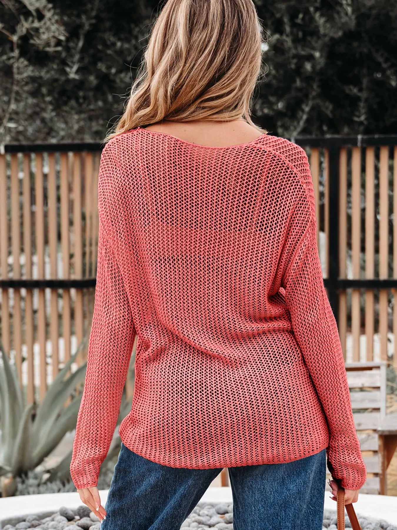Crochet Hollow Out Long Sleeve Knit Top -  Be Bliss Boutique