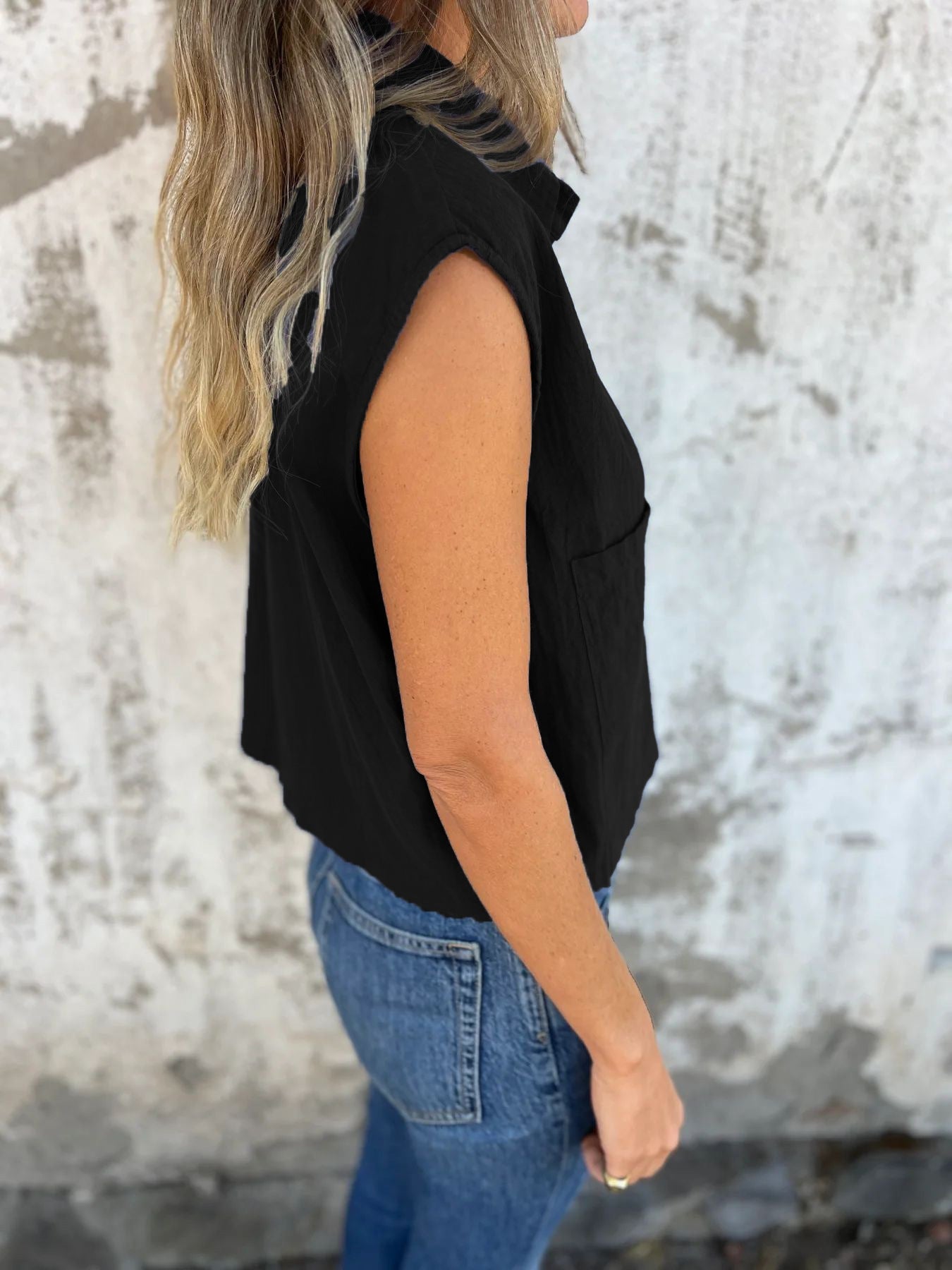 Women's Button Down Cap Sleeve Blouse - Be Bliss Boutique