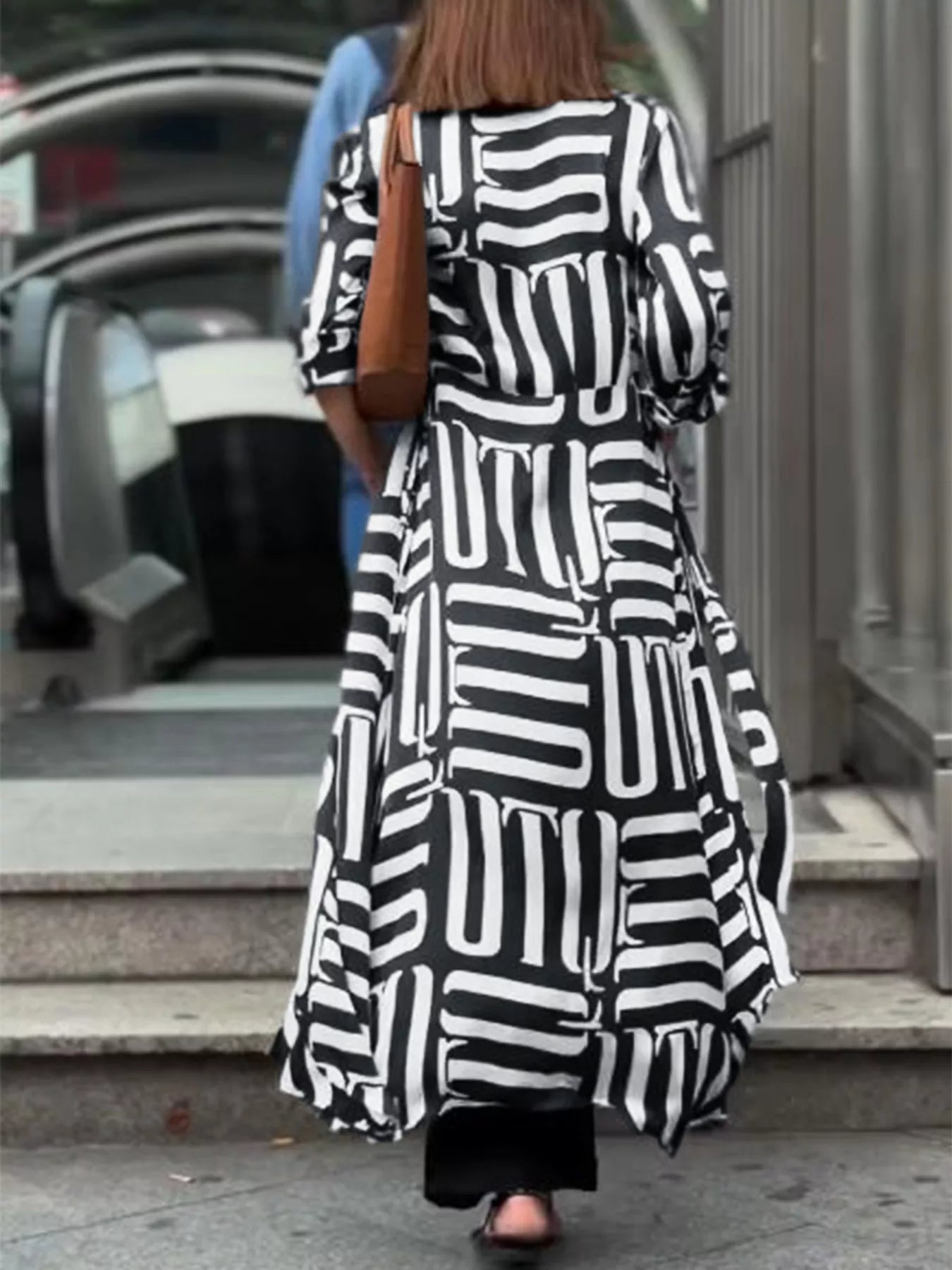 Abstract Geometric Printed Button Front Longline Shirt - Be Bliss Boutique