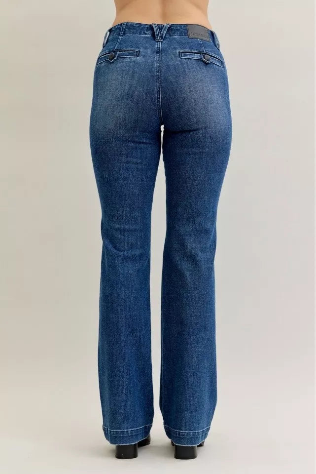Judy Blue Full Size Mid Rise Bootcut Jeans with Welt Pockets Plus Size - Be Bliss Boutique
