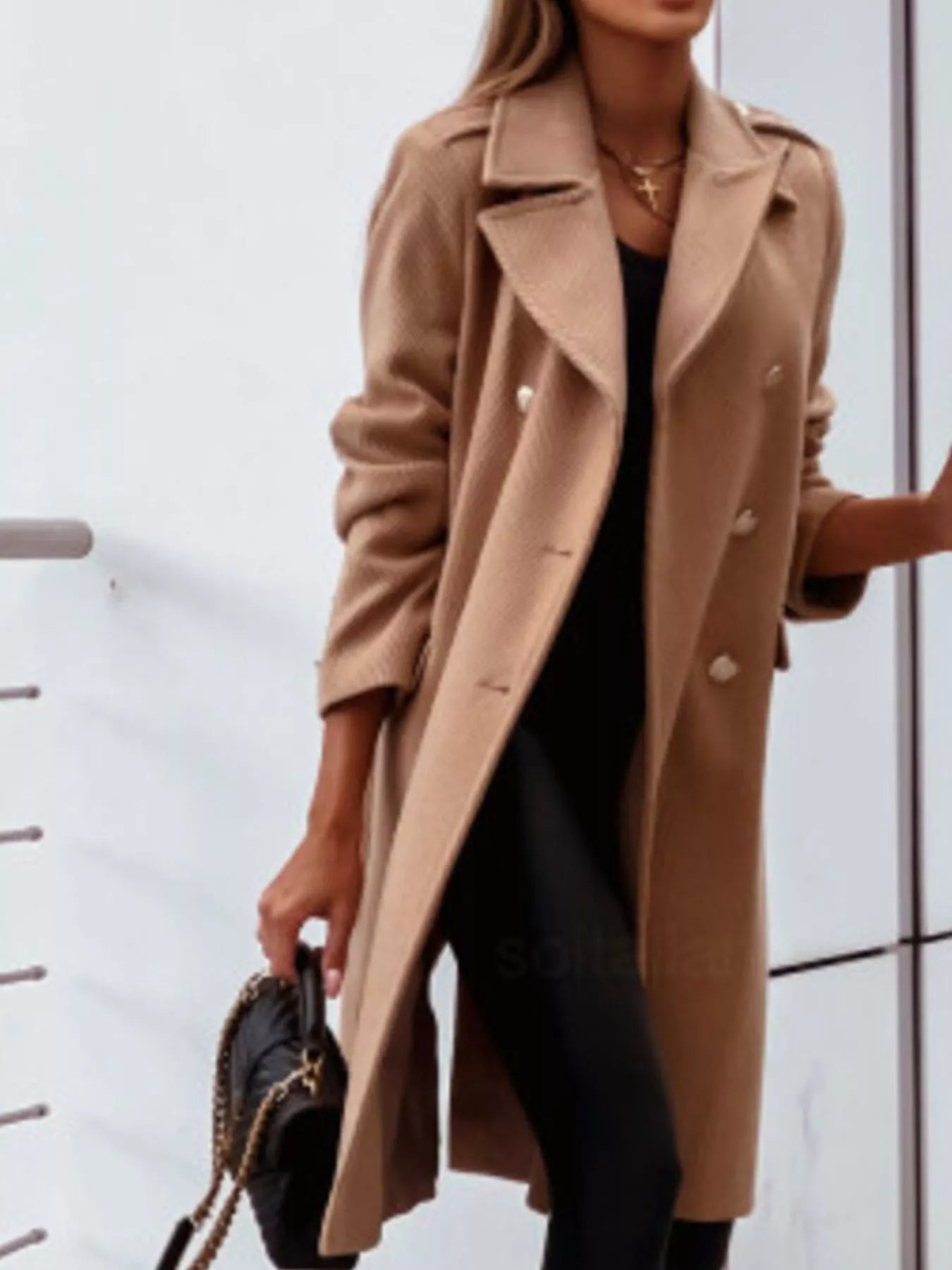 Double-Breasted Long Sleeve Coat -  Be Bliss Boutique