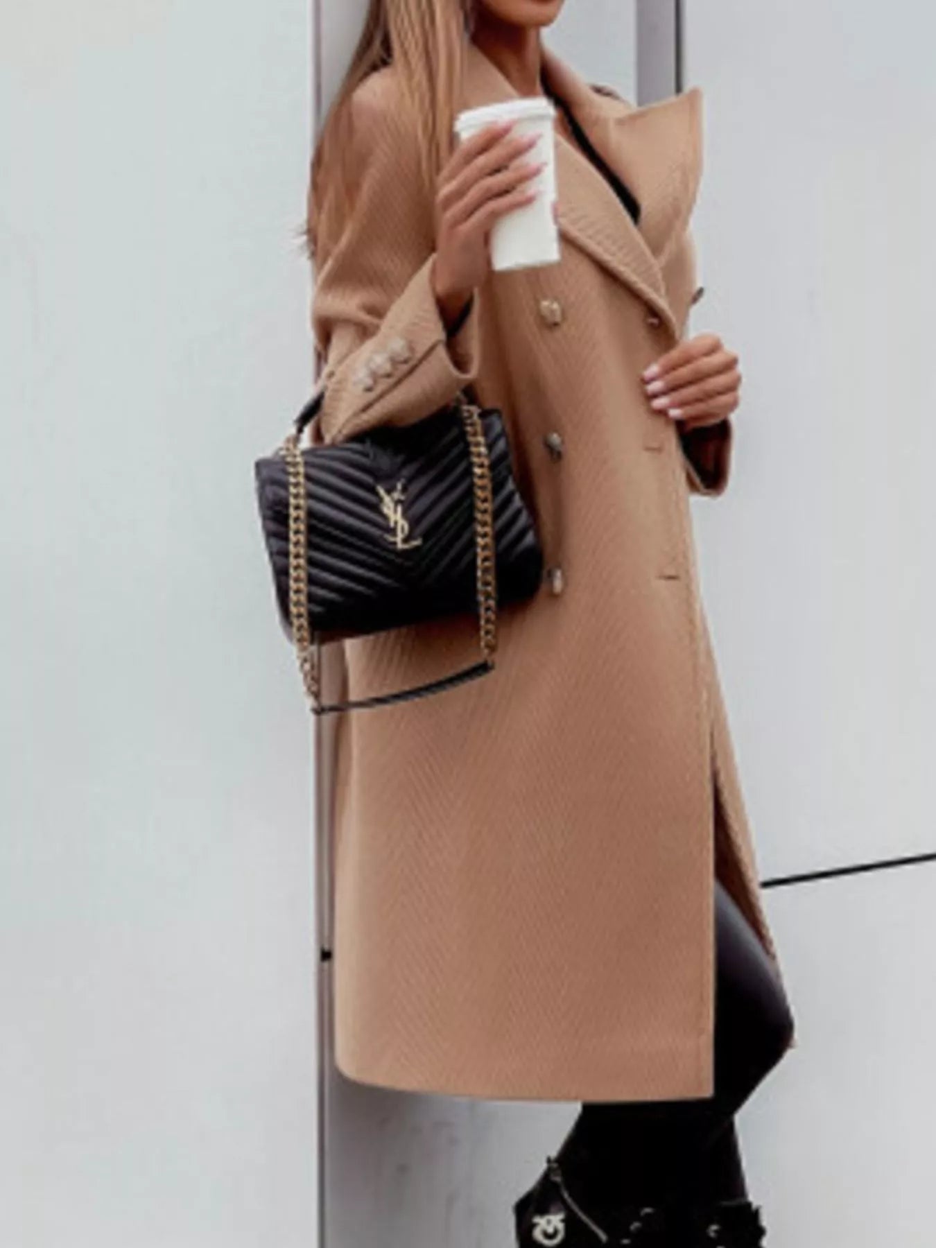 Double-Breasted Long Sleeve Coat -  Be Bliss Boutique
