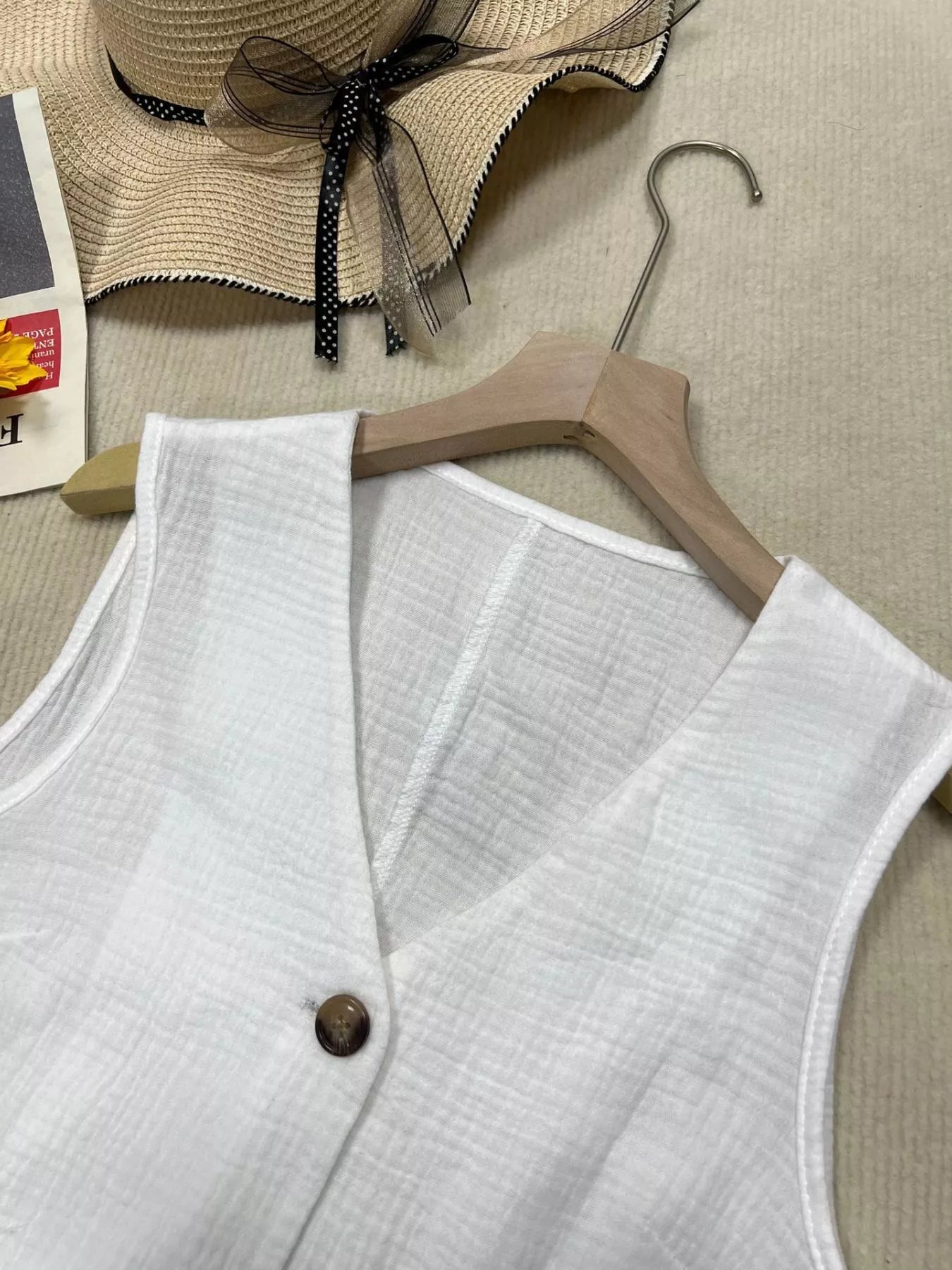 Textured Button Up Vest - Be Bliss Boutique