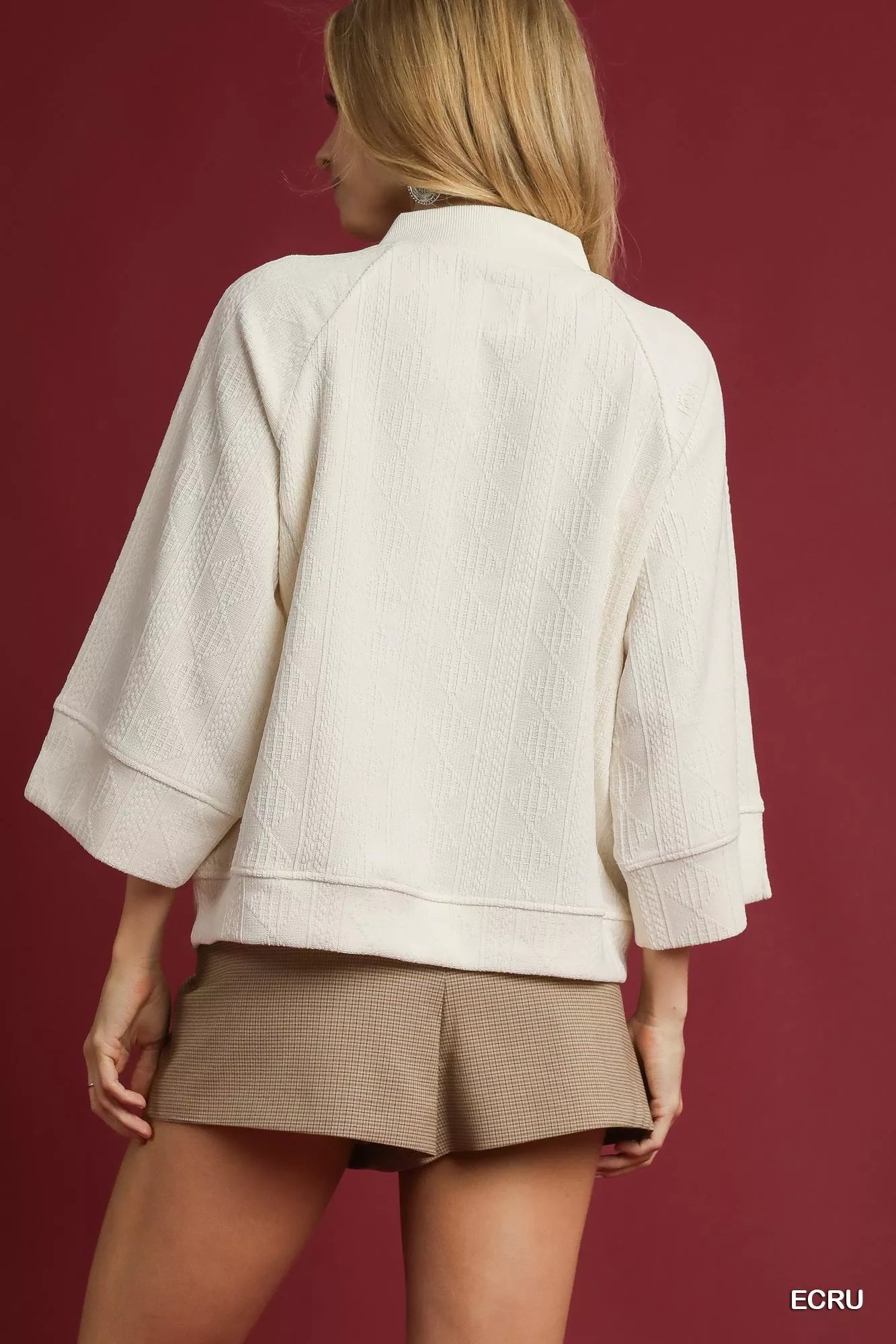 Umgee Textured Knit V-Neck Top -  Be Bliss Boutique