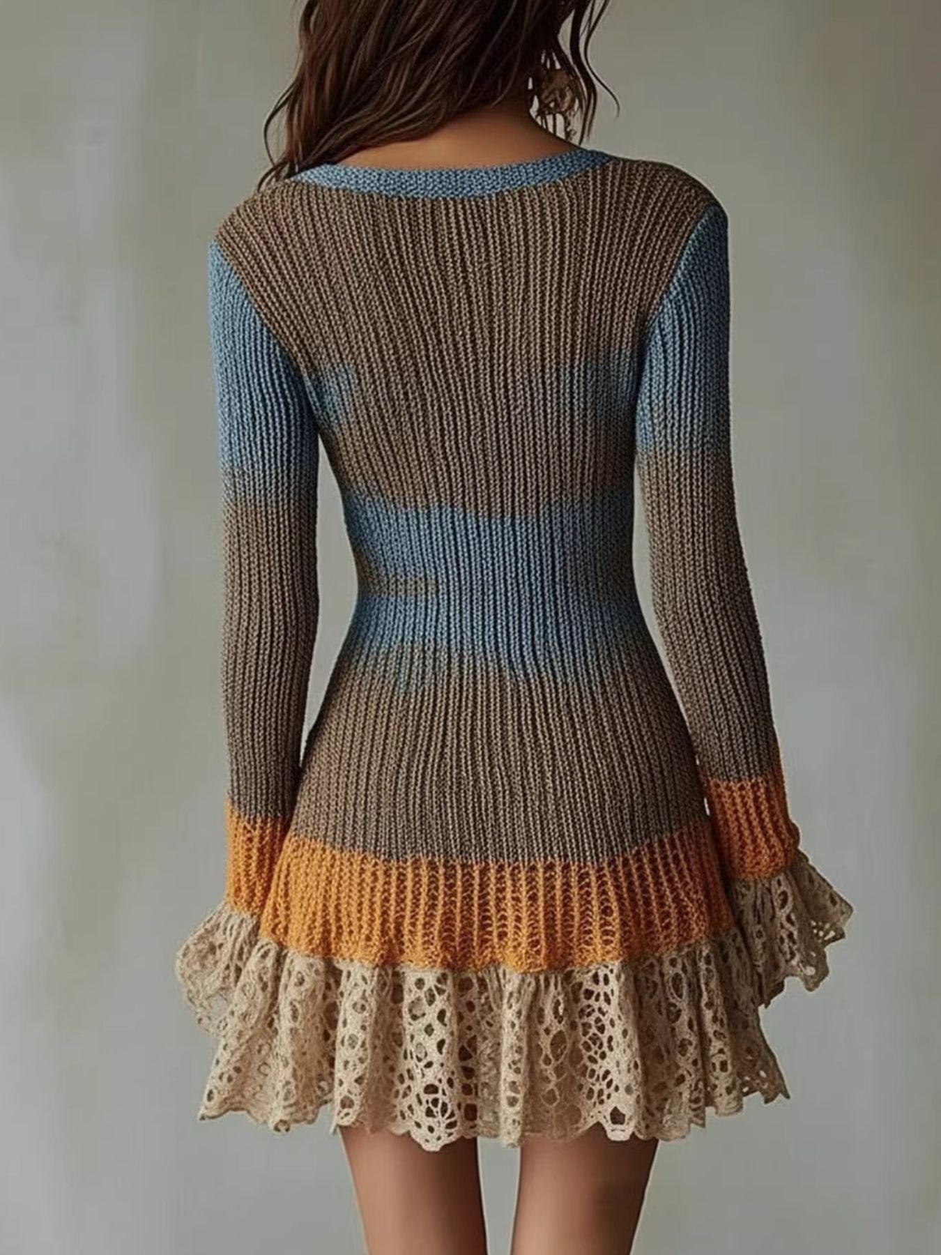 Color Block V Neck Sweater Dress - Be Bliss Boutique