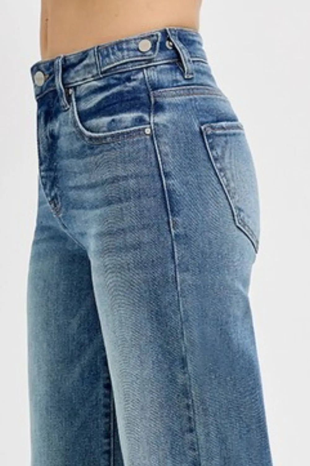 RISEN Full Size Tummy Control High Rise Wide Adjustable Waist Band Jeans Plus Size -  Be Bliss Boutique