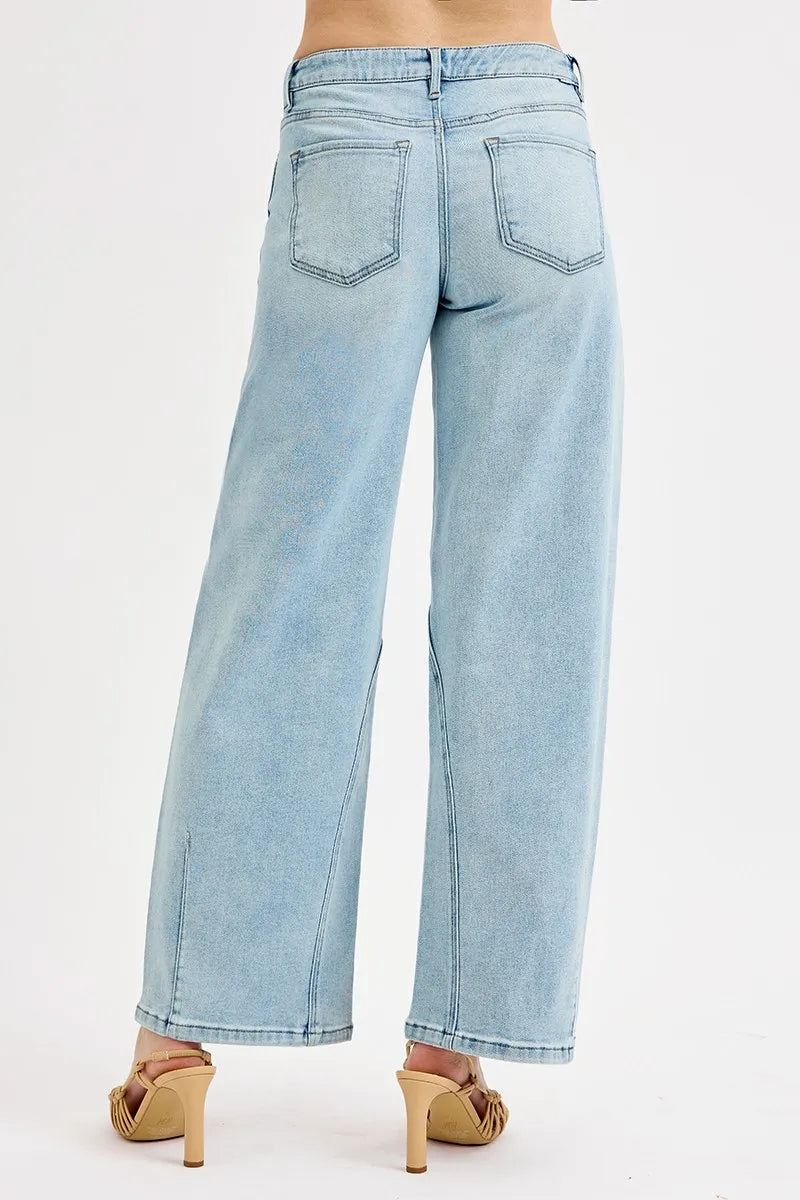 RISEN Full Size Mid Rise Fit Barrel Jeans Plus Size -  Be Bliss Boutique