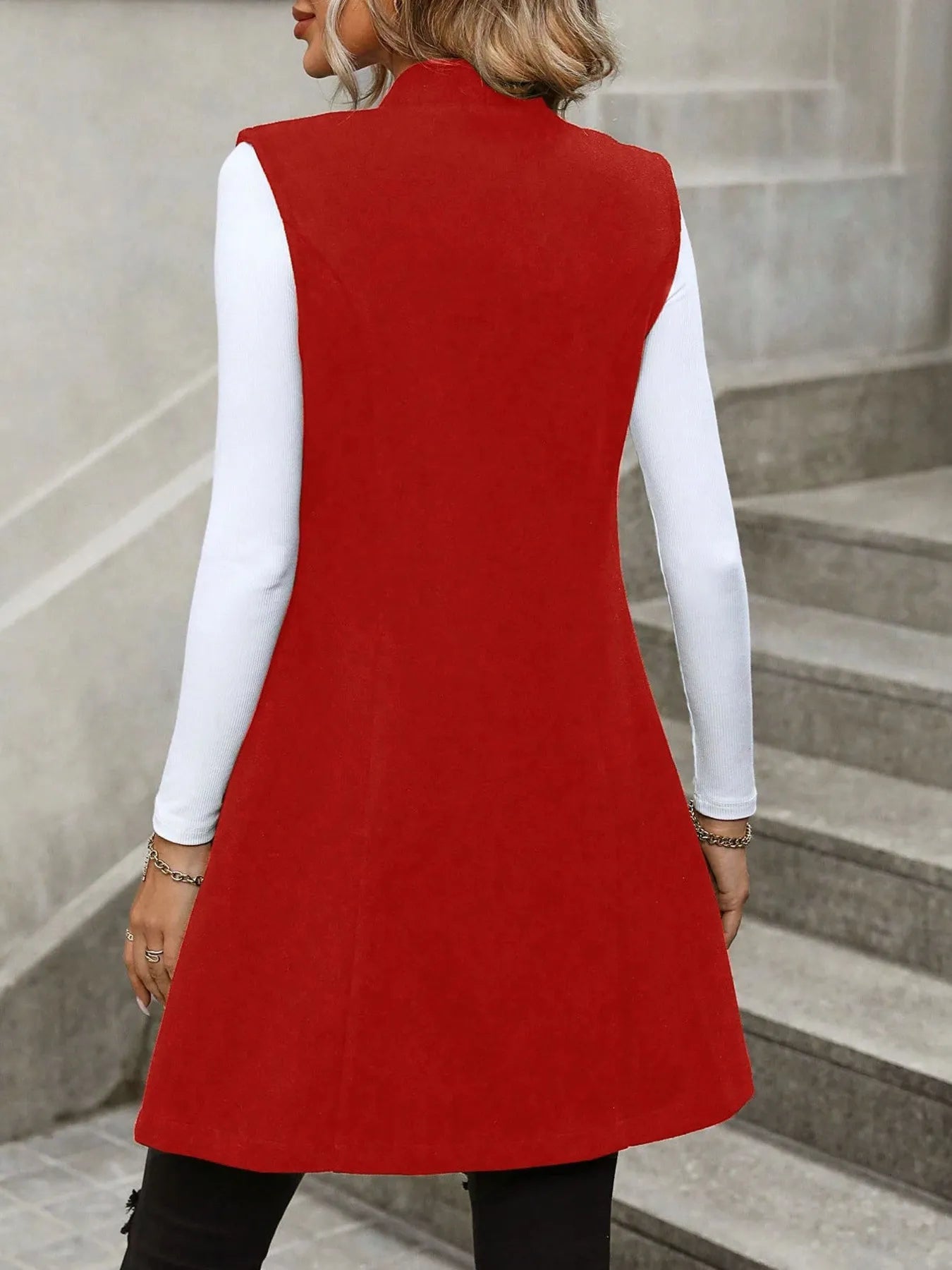 Button Up Longline Vest Coat -  Be Bliss Boutique
