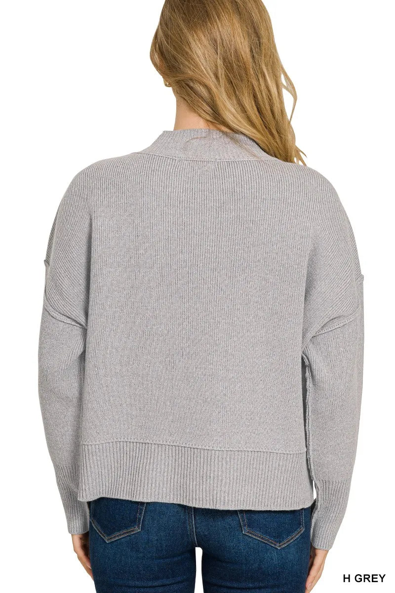 Zenana Wide Neck Band Drop Shoulder Sweater -  Be Bliss Boutique