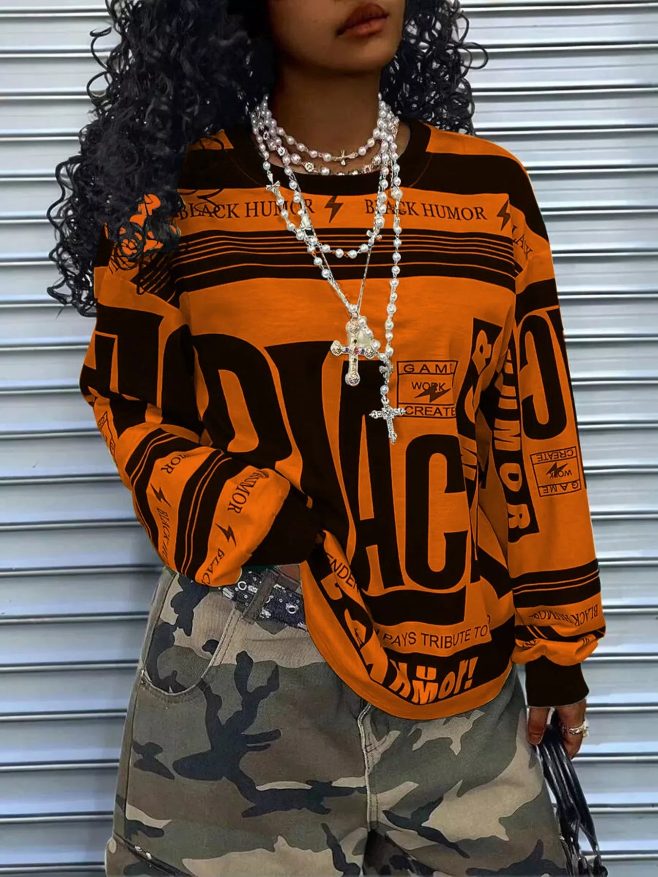 Printed Drop Shoulder Long Sleeve T-Shirt -  Be Bliss Boutique
