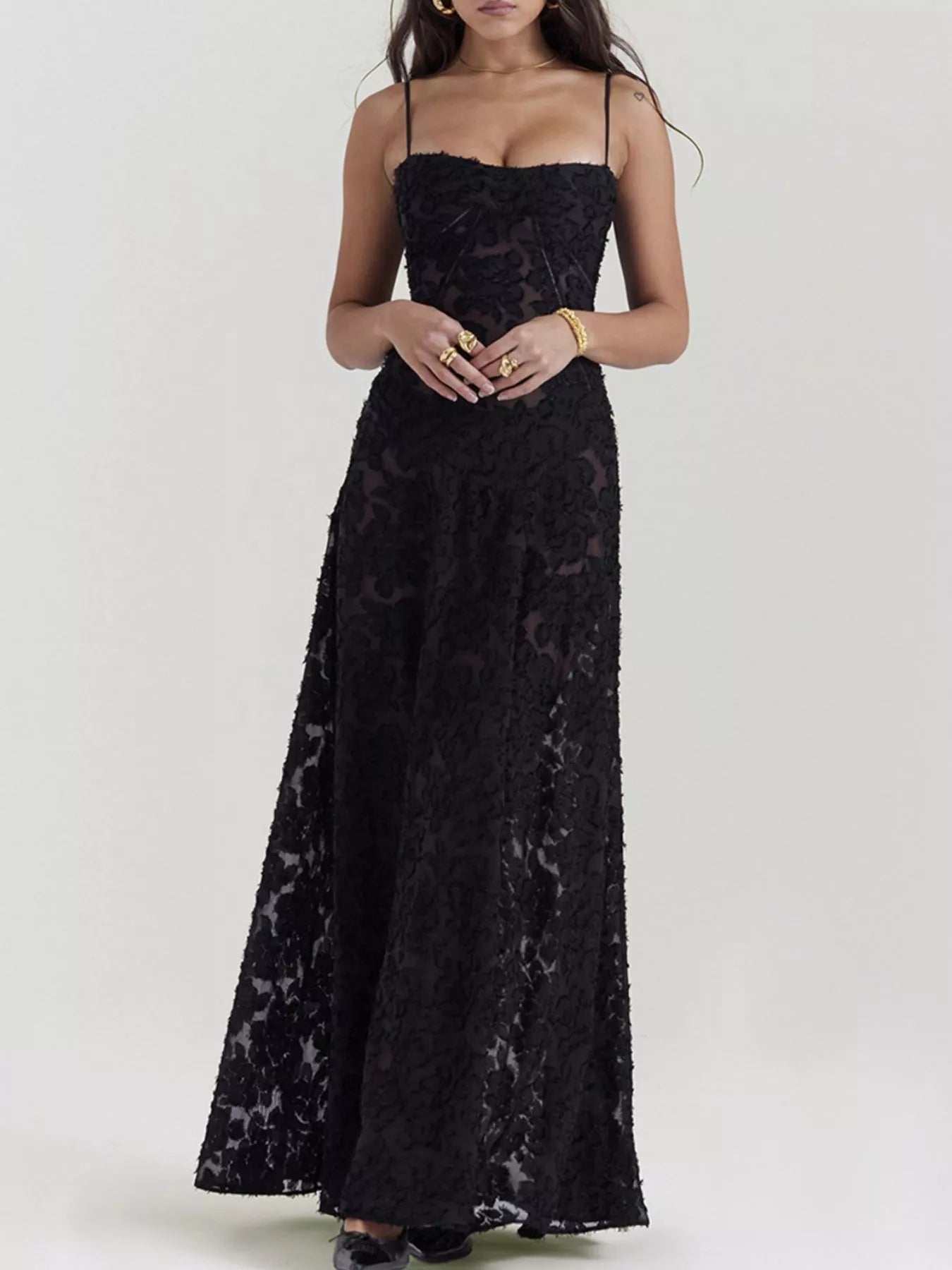 Lace Spaghetti Strap Maxi Dress - Be Bliss Boutique