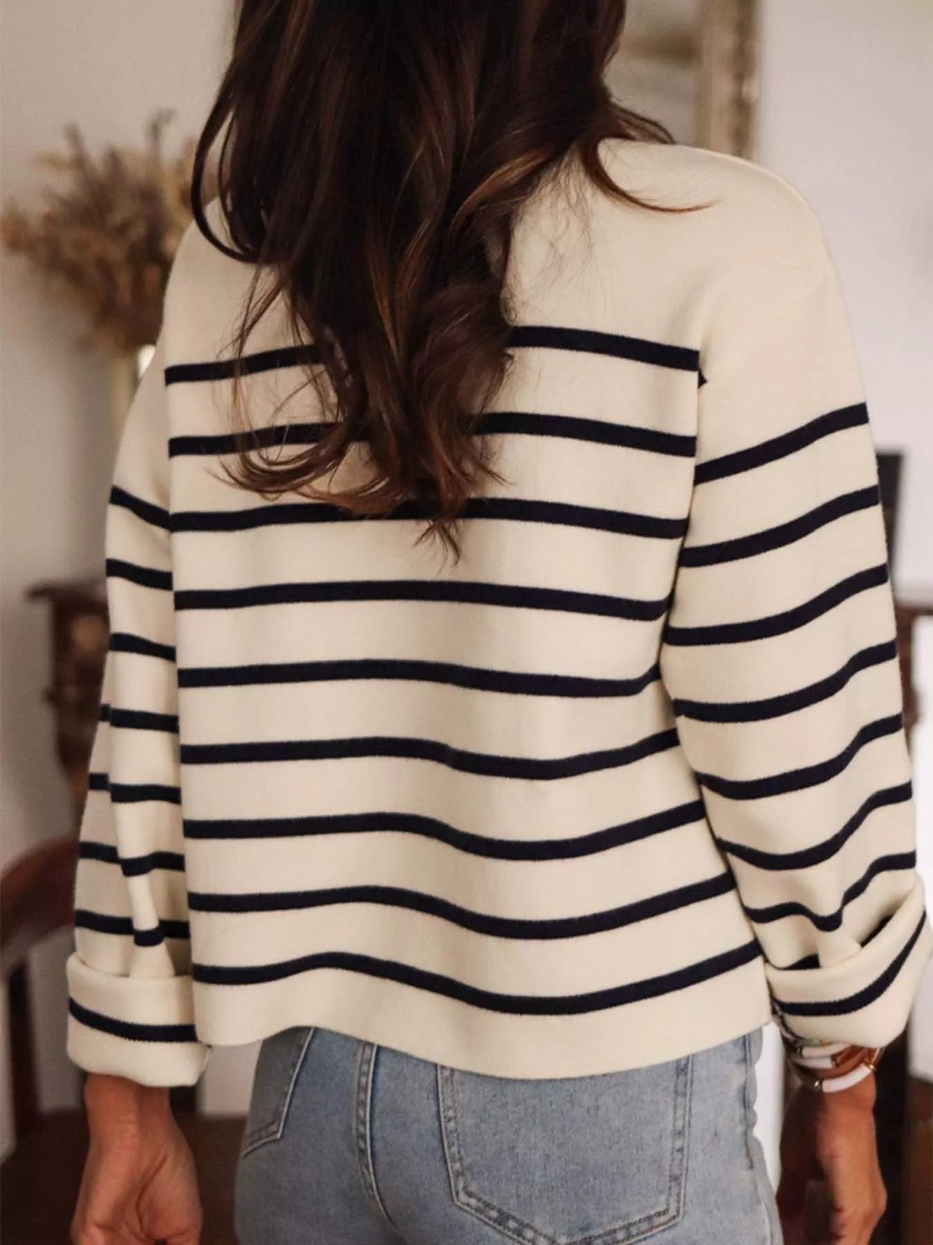 Striped Button-Front Cardigan - Be Bliss Boutique