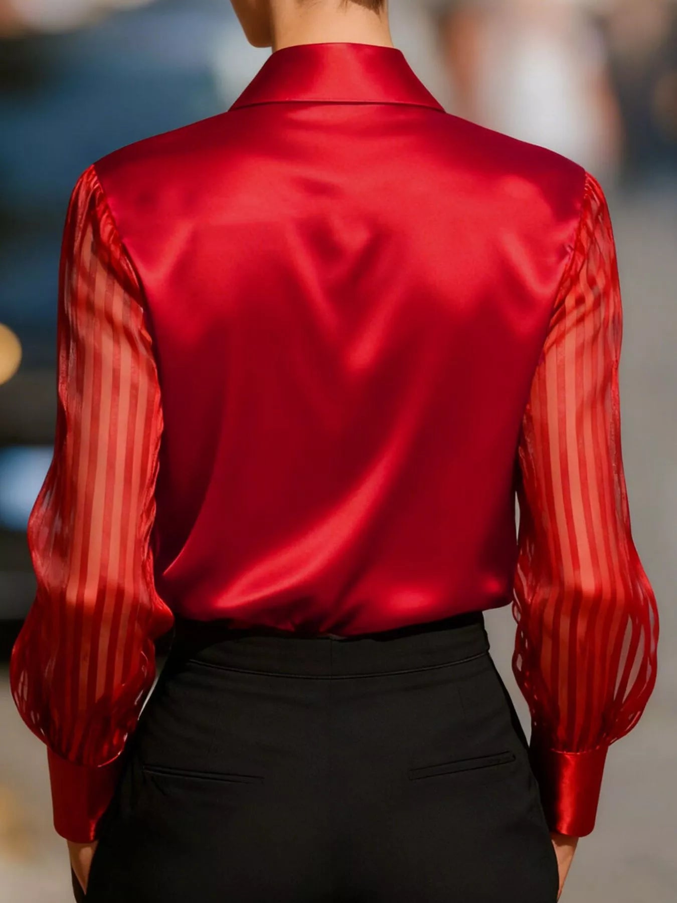 Striped Sheer Long Sleeve Shirt - Be Bliss Boutique