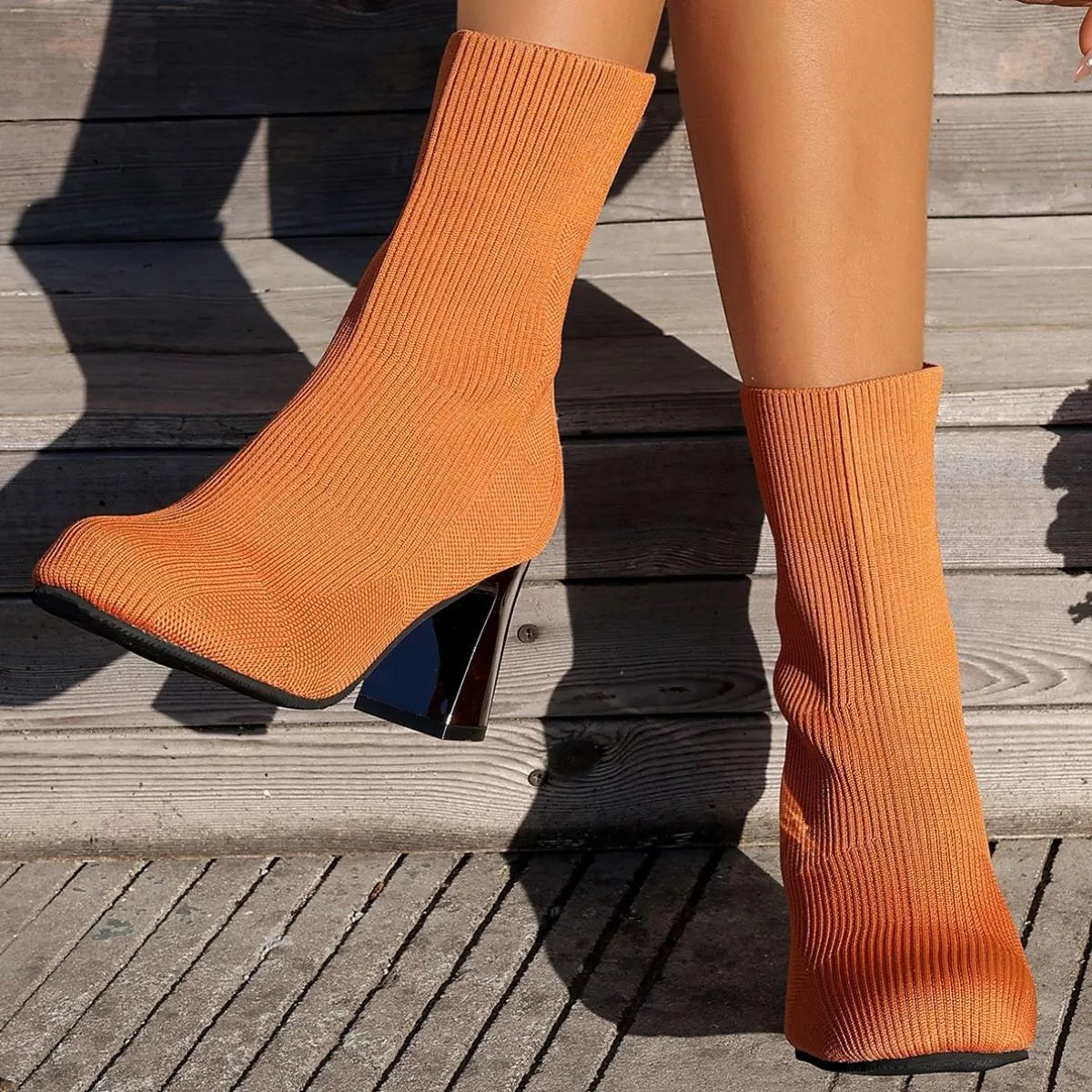 Round Toe Block Heels Boots - Be Bliss Boutique