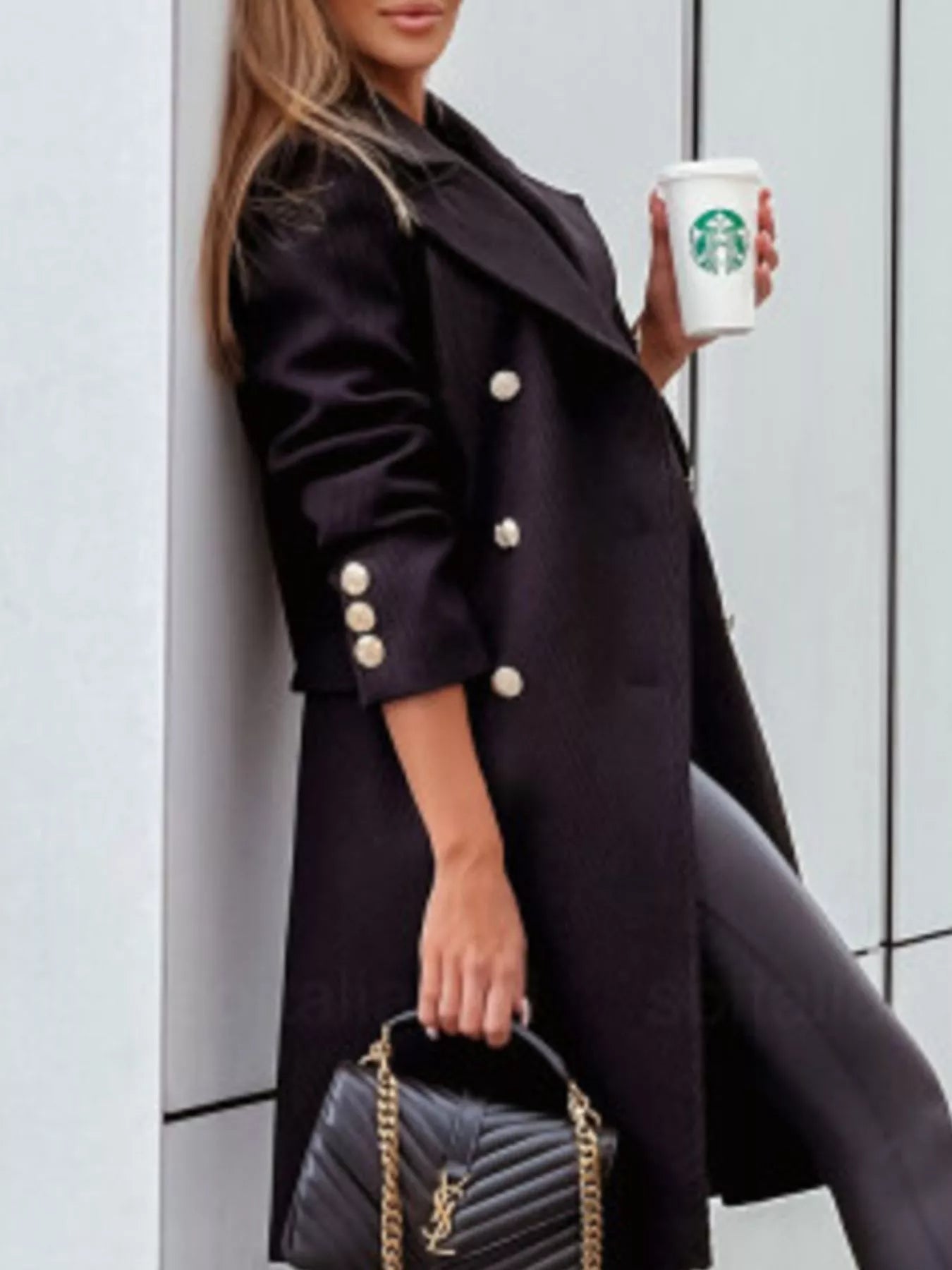 Double-Breasted Long Sleeve Coat -  Be Bliss Boutique
