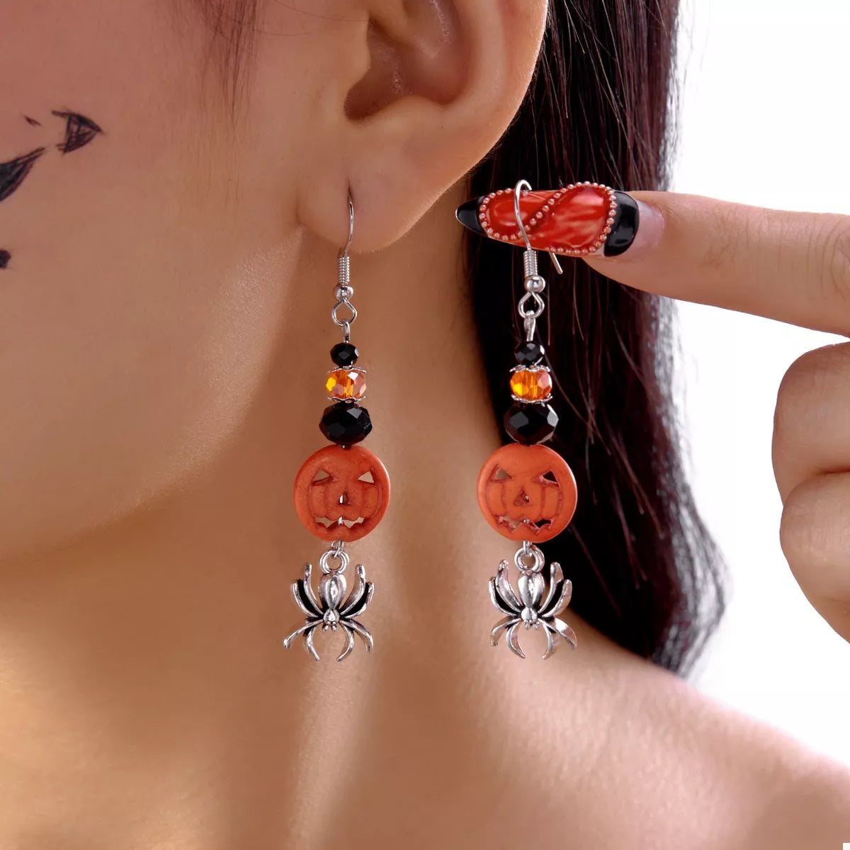Halloween Spider Pumpkin Drop Earrings - Be Bliss Boutique