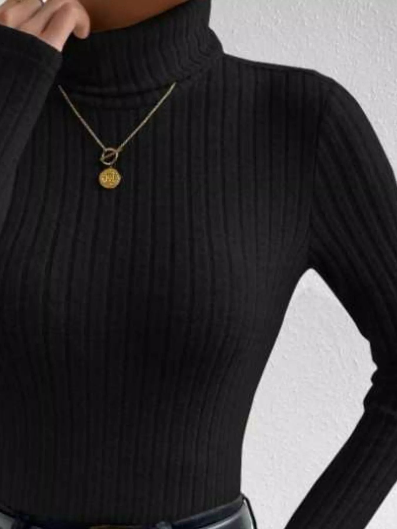 Ribbed Turtleneck Long Sleeve T Shirt - Be Bliss Boutique