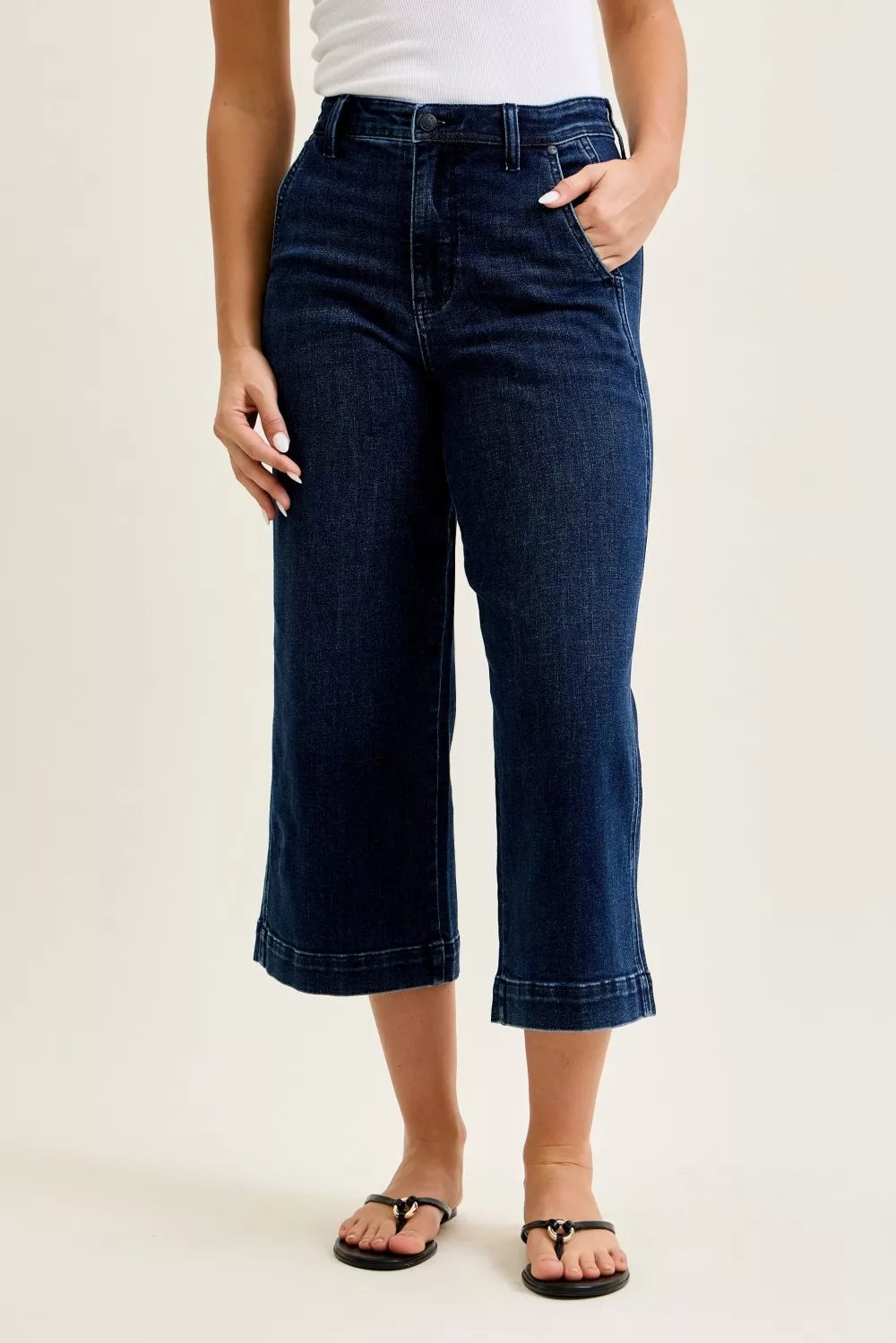 Judy Blue High Waist Wide Leg Ankle Jeans - Be Bliss Boutique