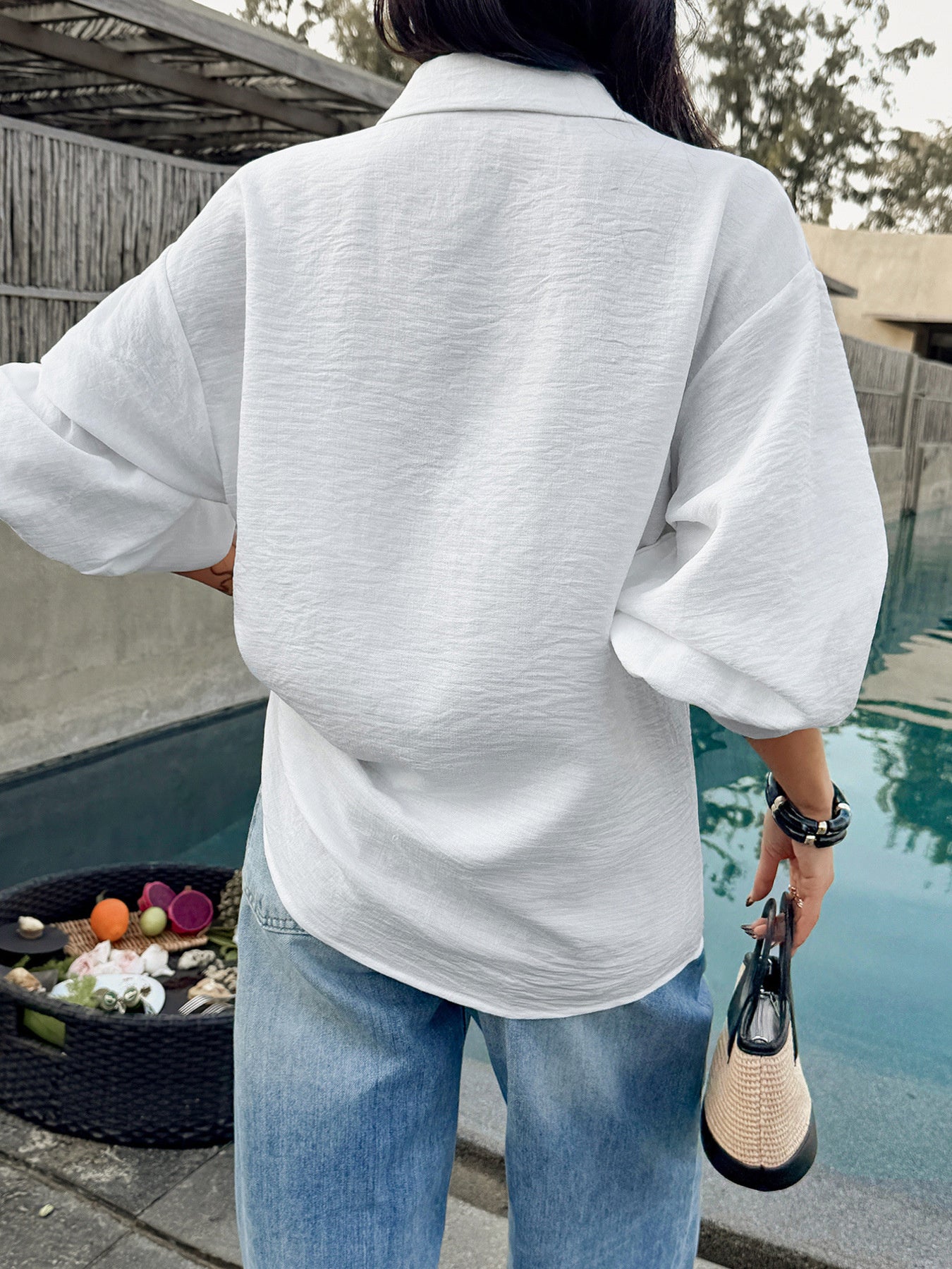 Women's Button Up Lantern Sleeve Shirt - Be Bliss Boutique