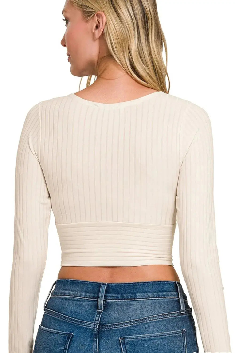 Zenana Ribbed Surplus Waist Band Long Sleeve Top | Be Bliss Boutique