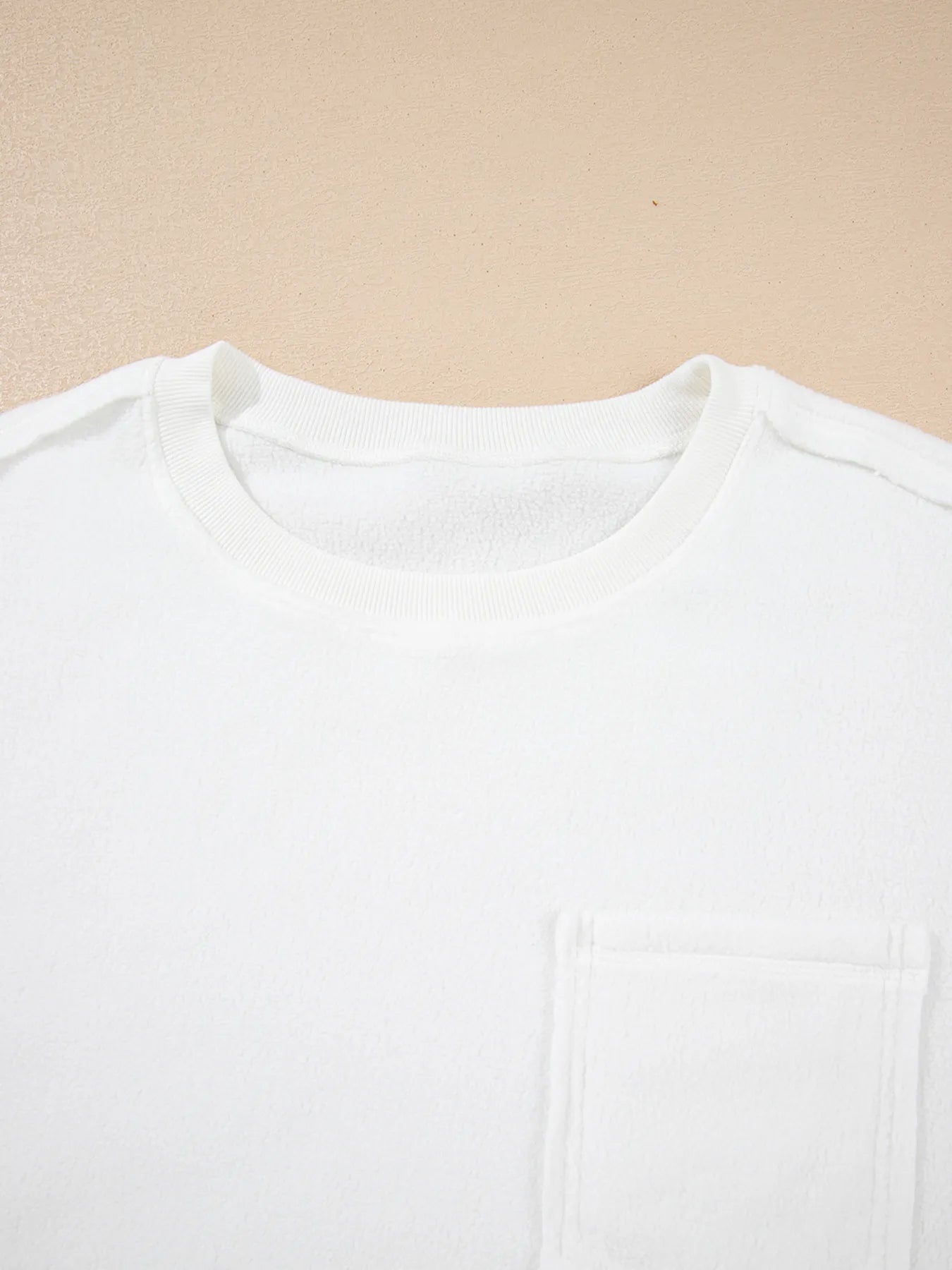 Exposed Seam Chest Pocket Knit Pullover Sweatshirt -  Be Bliss Boutique