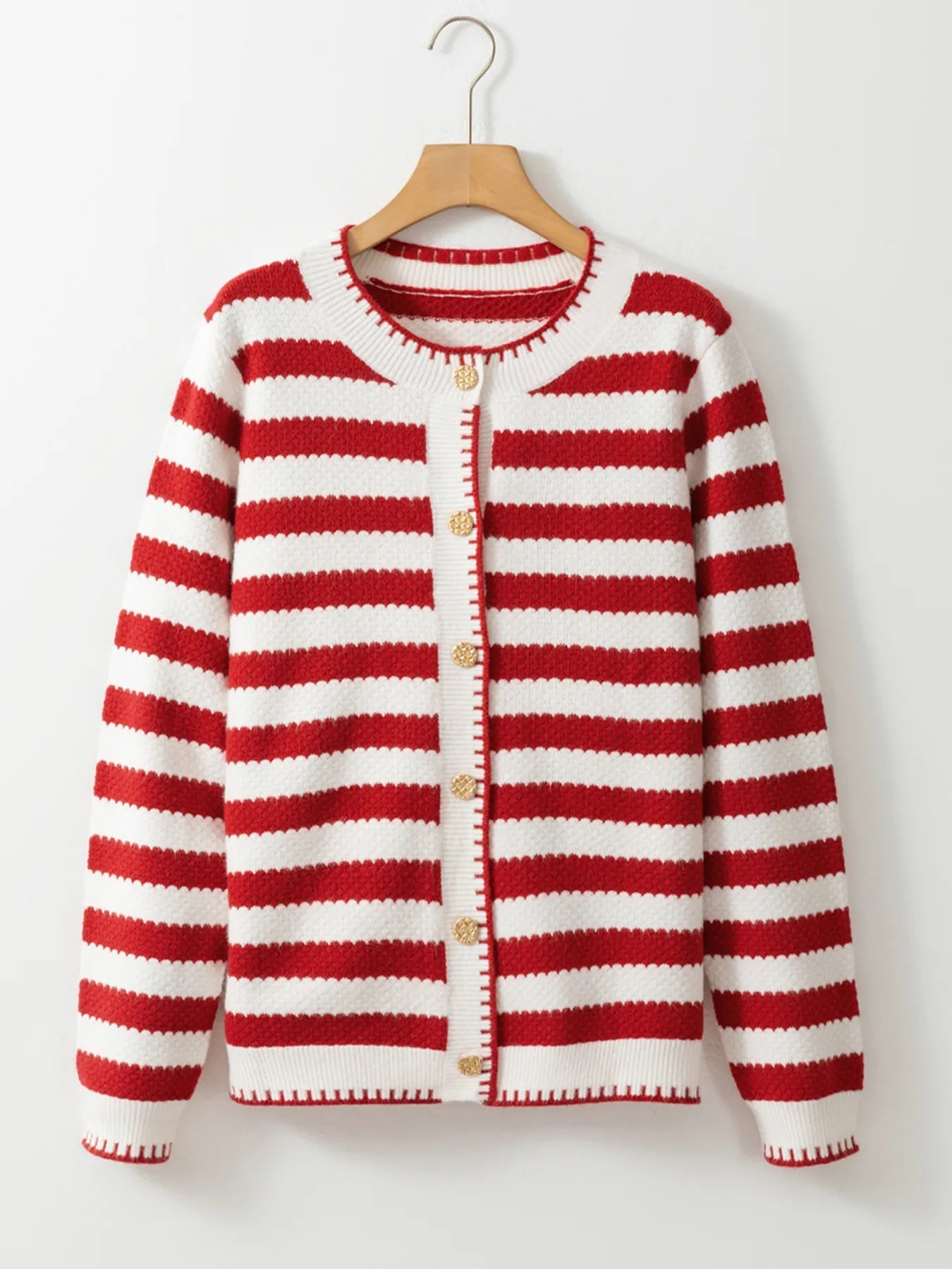 Button Down Striped Long Sleeve Cardigan -  Be Bliss Boutique