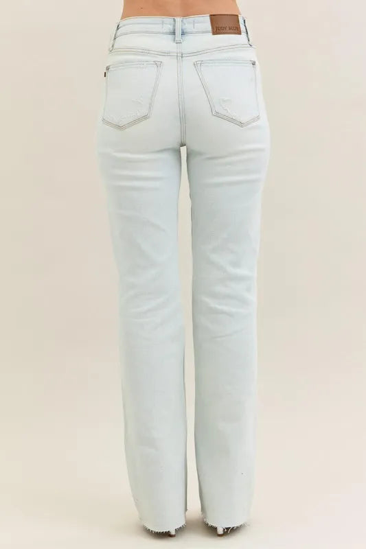 Judy Blue Full Size Destroy & Fray Hem Bootcut Jeans Plus Size -  Be Bliss Boutique
