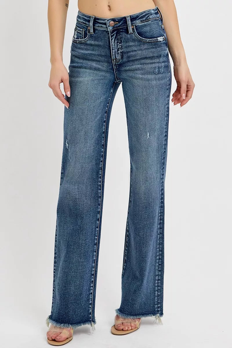 RISEN Full Size Tummy Control High Rise Long Straight Jeans Plus Size -  Be Bliss Boutique