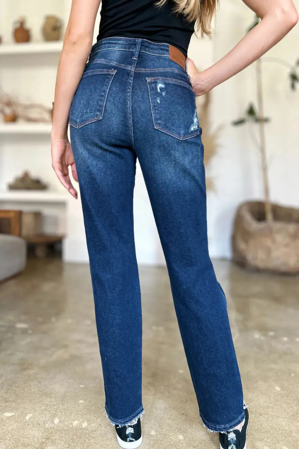 Judy Blue Full/Plus Size High Waist Rigid Magic Heavy Destroy Straight Jeans |  Be Bliss Boutique