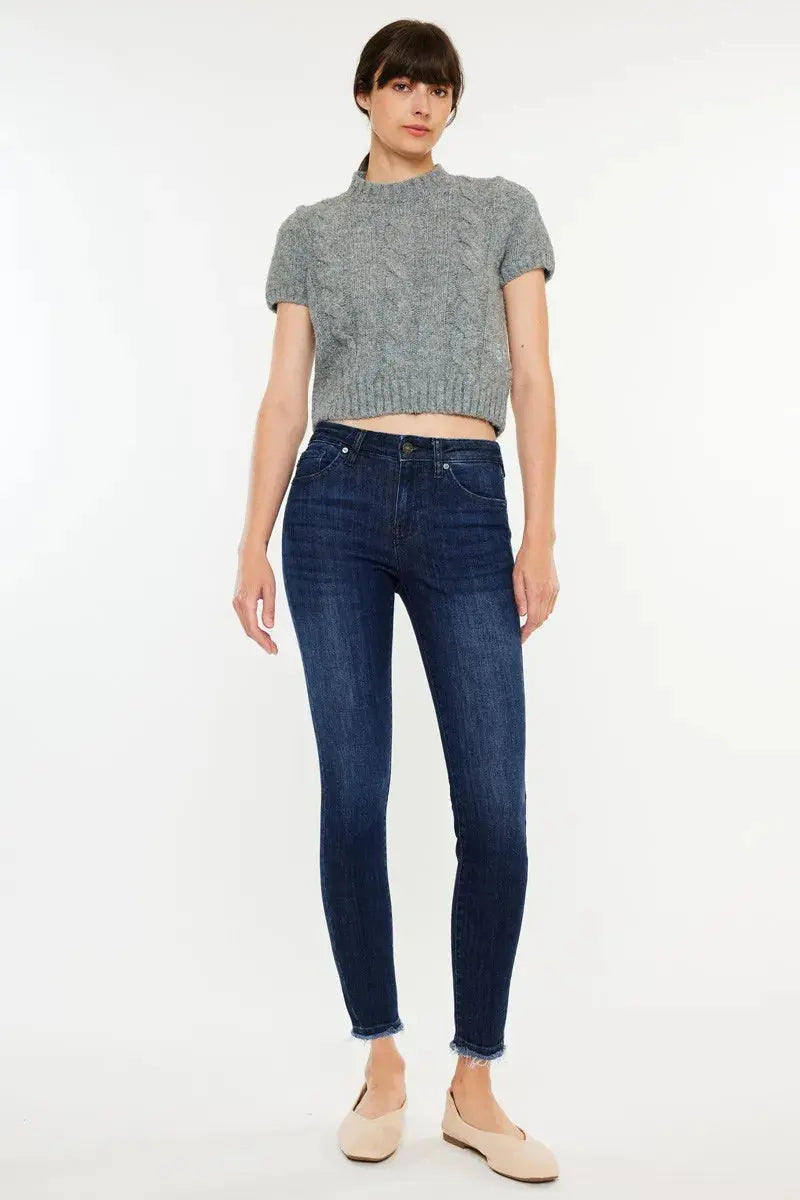 Kancan High-Rise Slim Fit Raw Hem Ankle Jeans |  Be Bliss Boutique
