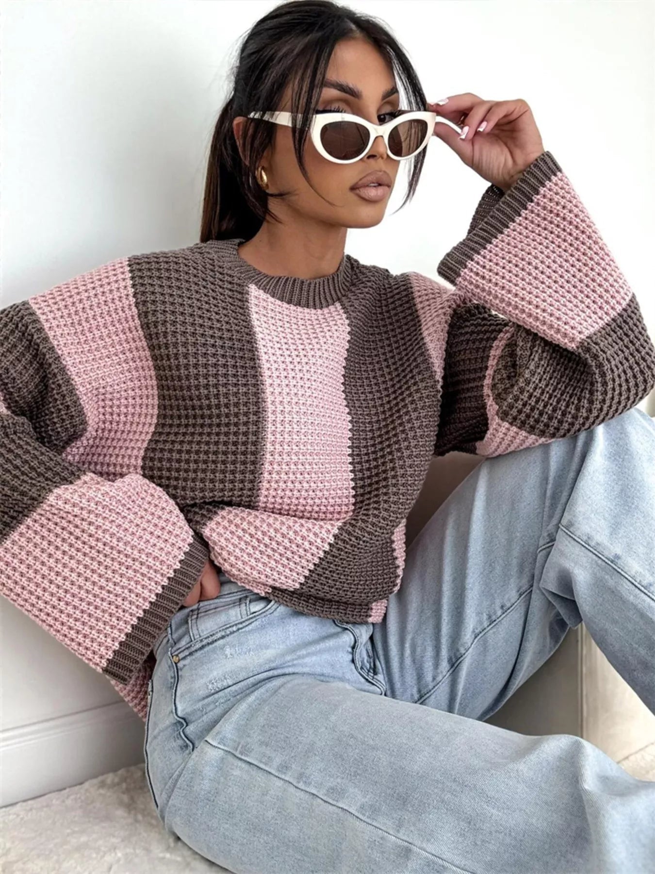 Color Block Long Sleeve Sweater -  Be Bliss Boutique