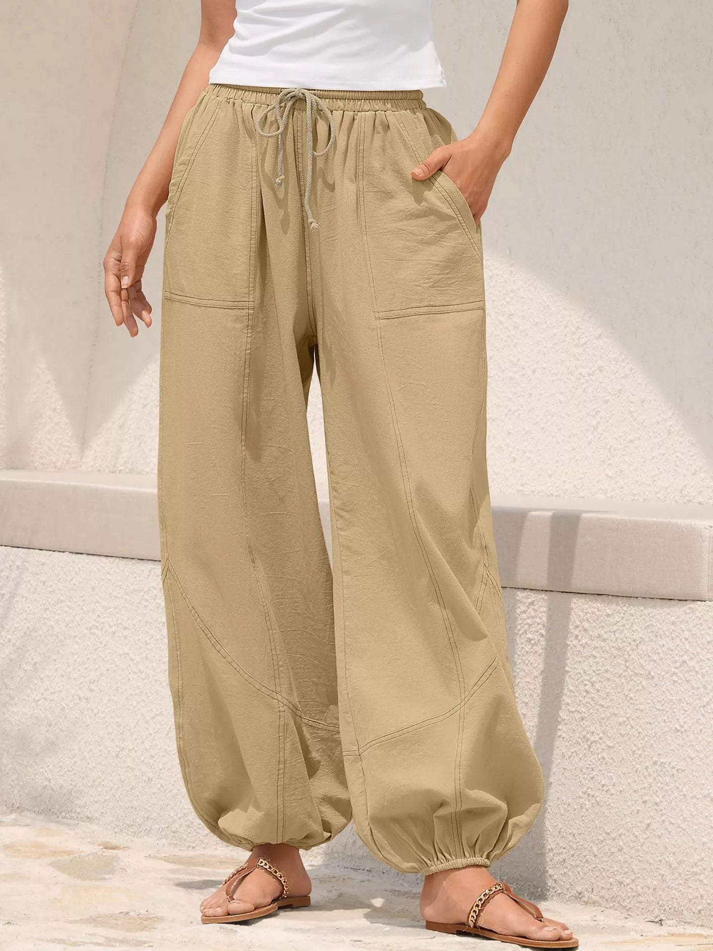 Wide Leg Drawstring Pants -  Be Bliss Boutique