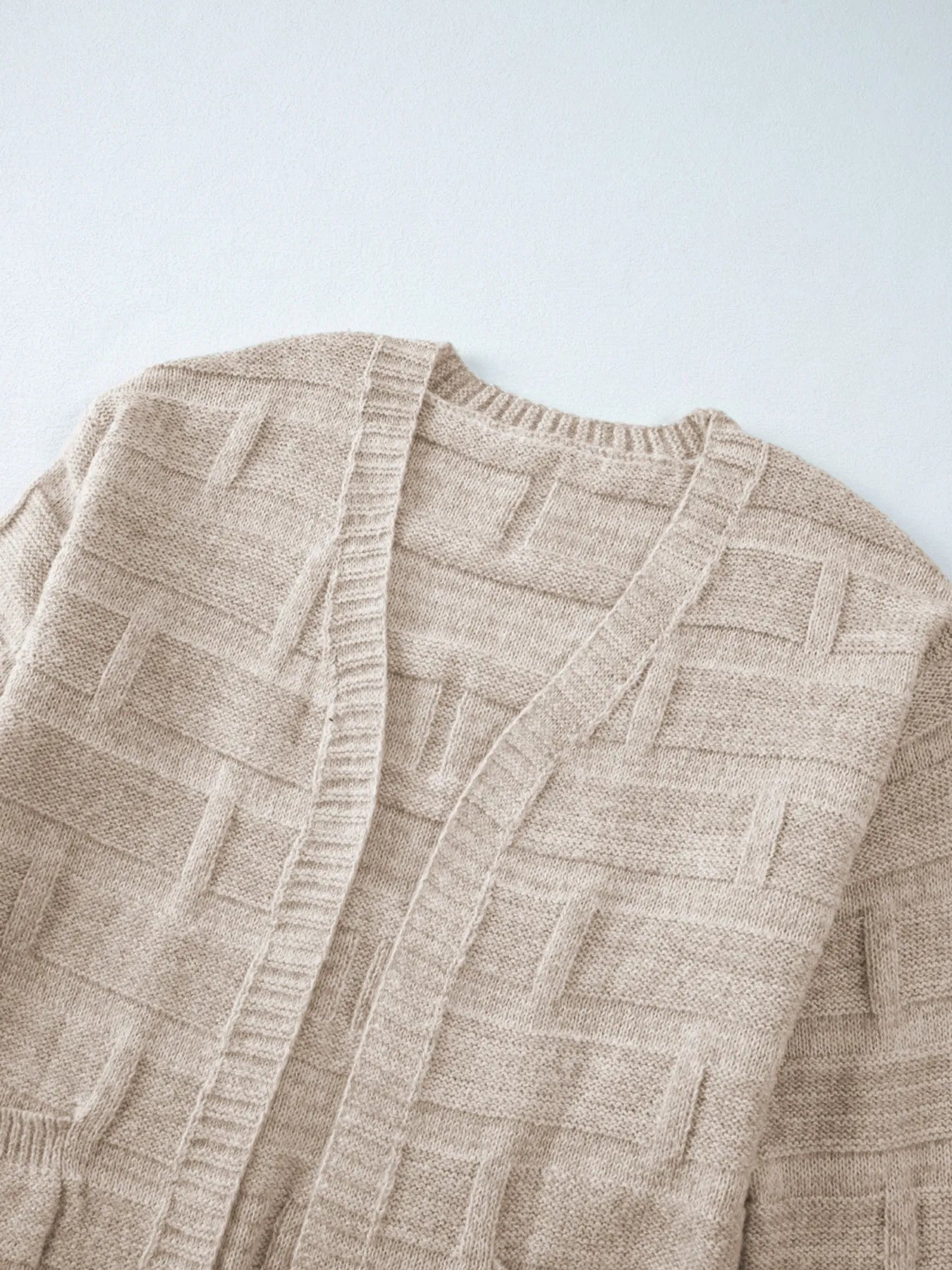 Textured Knit Open Front Cardigan with Pockets -  Be Bliss Boutique
