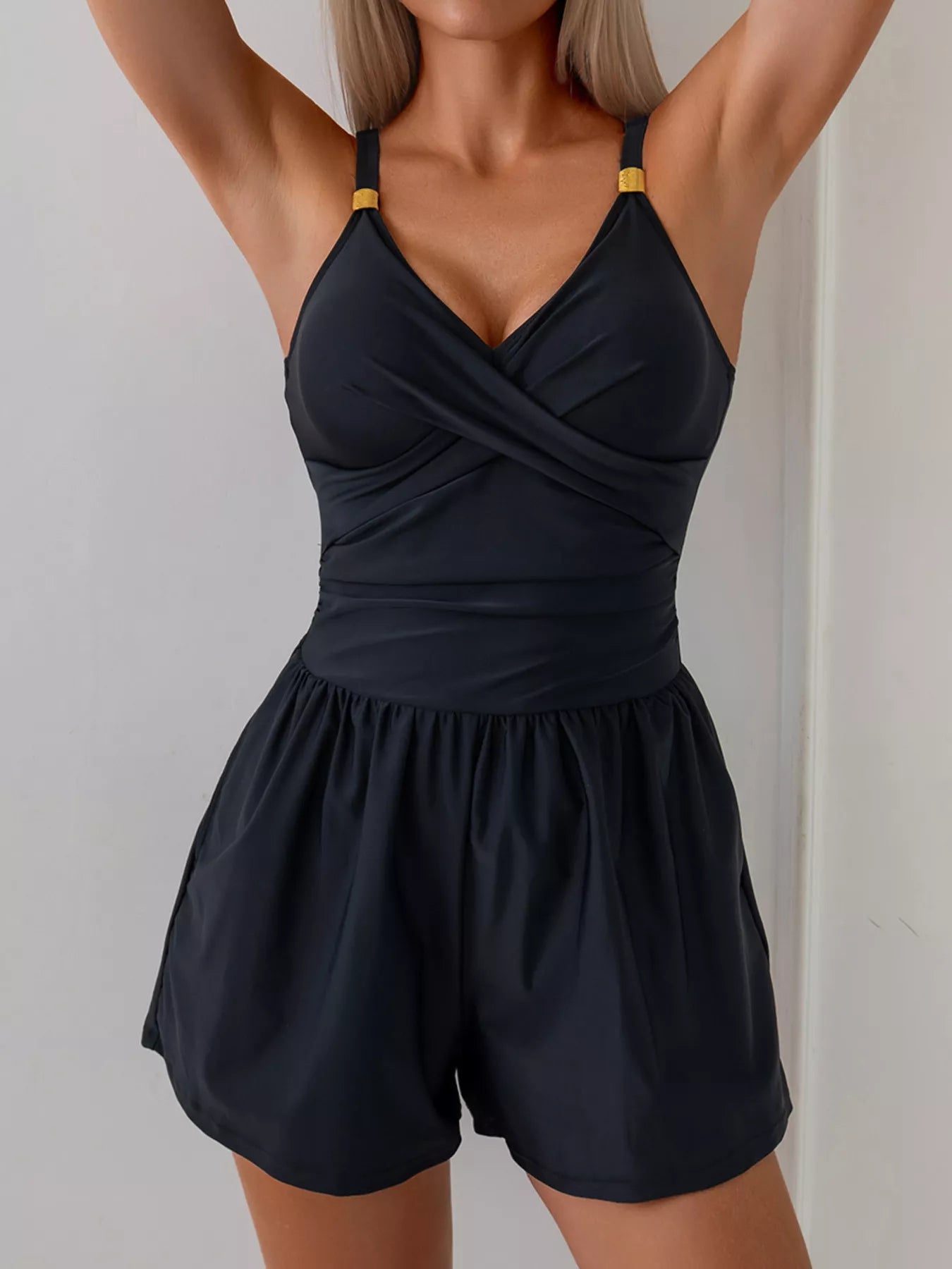 V Neck Spaghetti Strap One Piece Swimsuit - Be Bliss Boutique