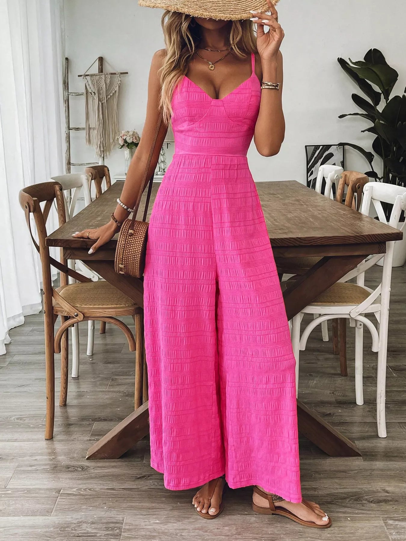 Bow Back Sleeveless Wide Leg Jumpsuit - Be Bliss Boutique
