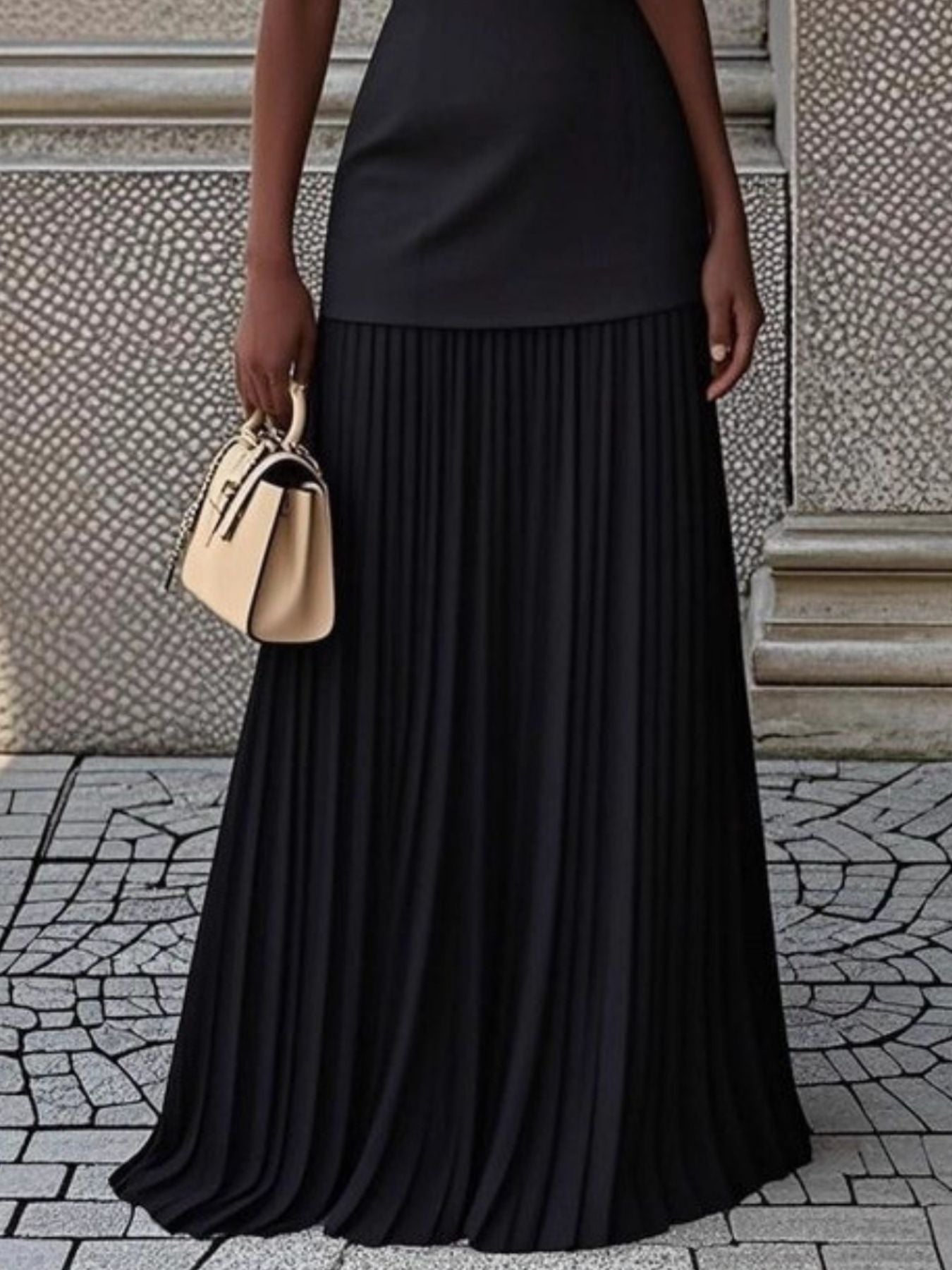 Elegant Sleeveless Pleated Maxi Dress - Be Bliss Boutique