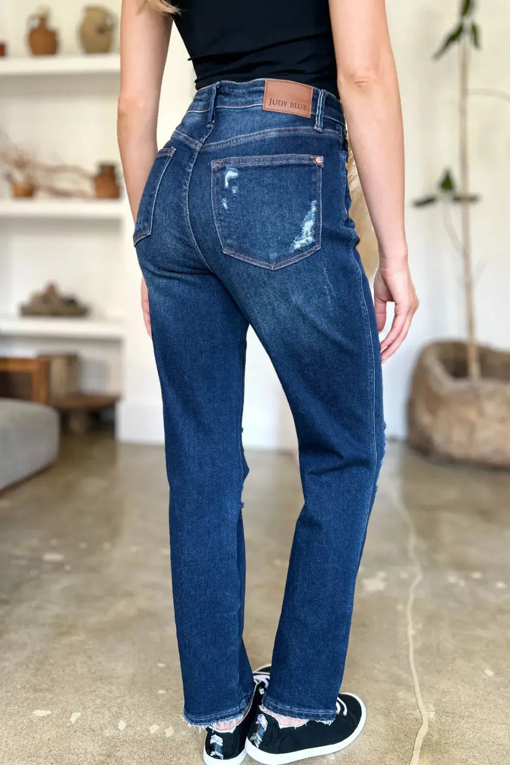 Judy Blue Full/Plus Size High Waist Rigid Magic Heavy Destroy Straight Jeans |  Be Bliss Boutique