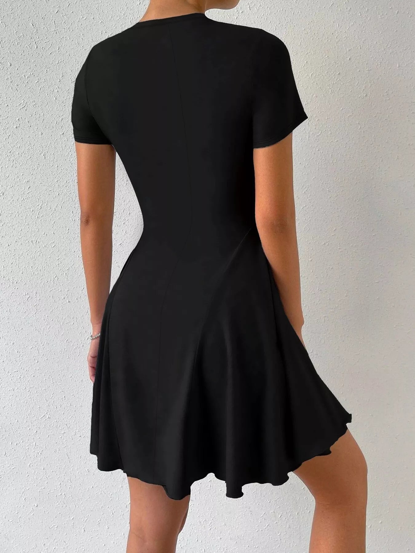 Round Neck Short Sleeve Mini Dress - Be Bliss Boutique