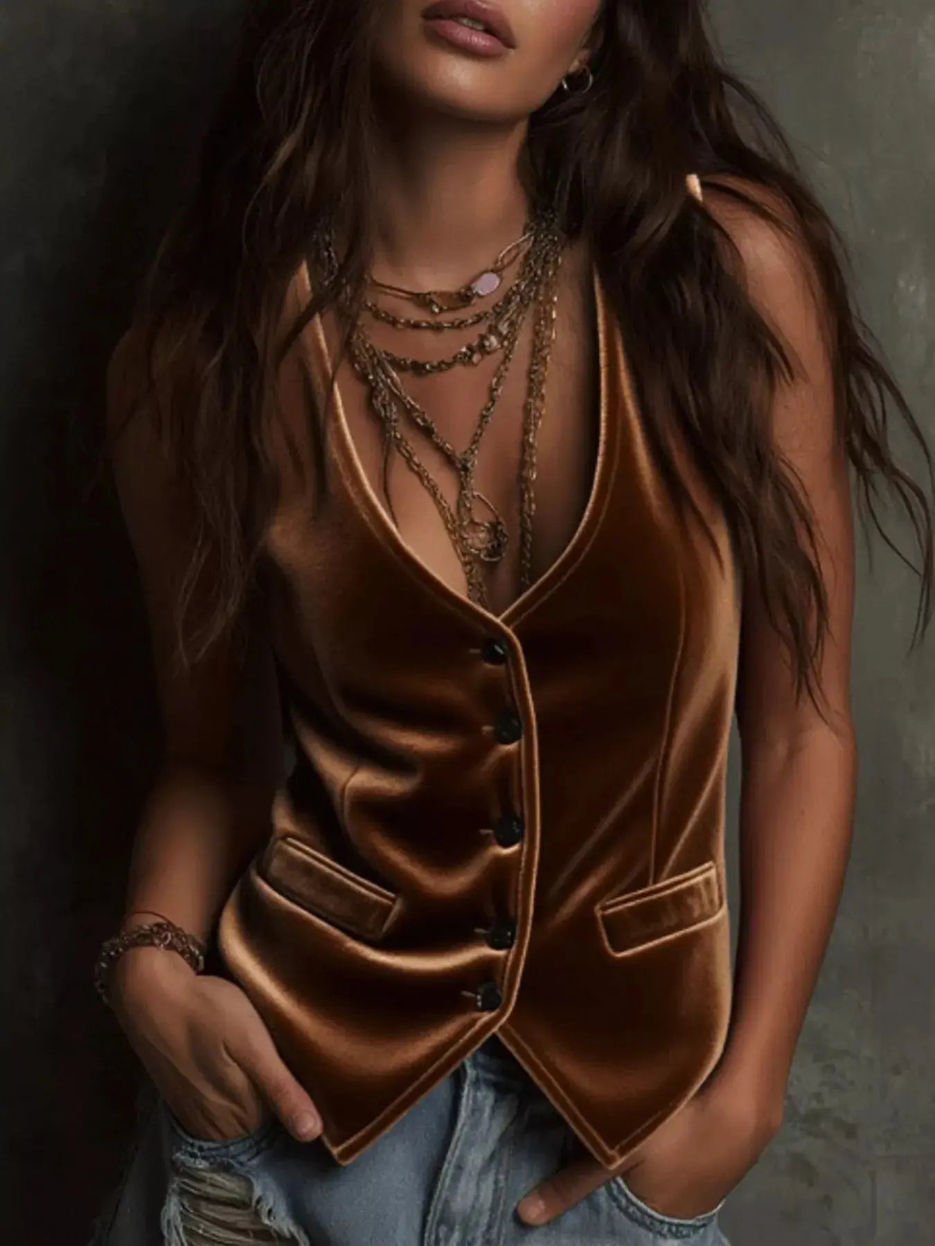 Velvet Button Down Vest Coat - Be Bliss Boutique