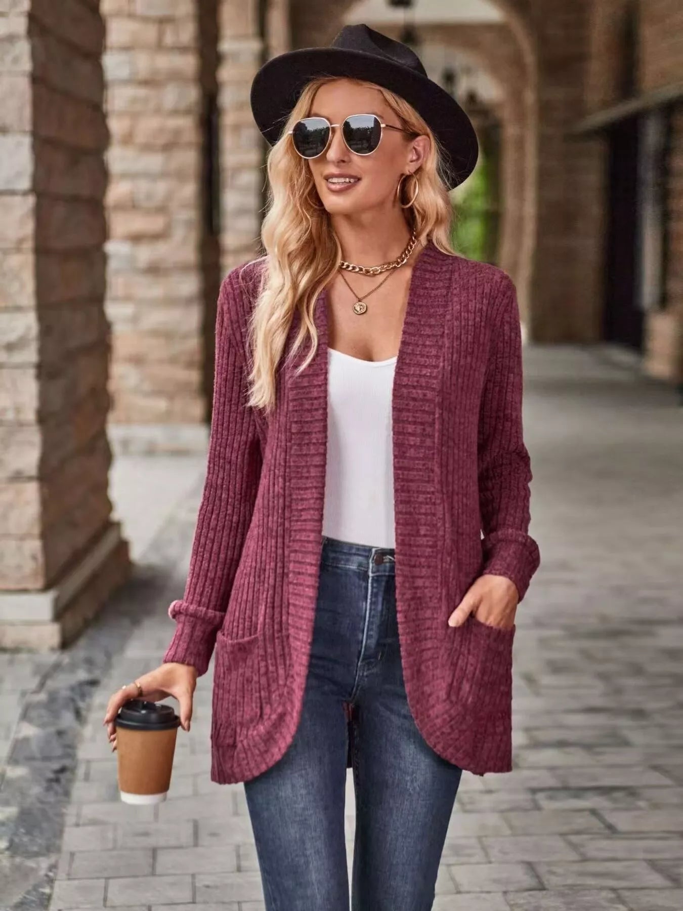 Ribbed Knit Open Front Cardigan -  Be Bliss Boutique