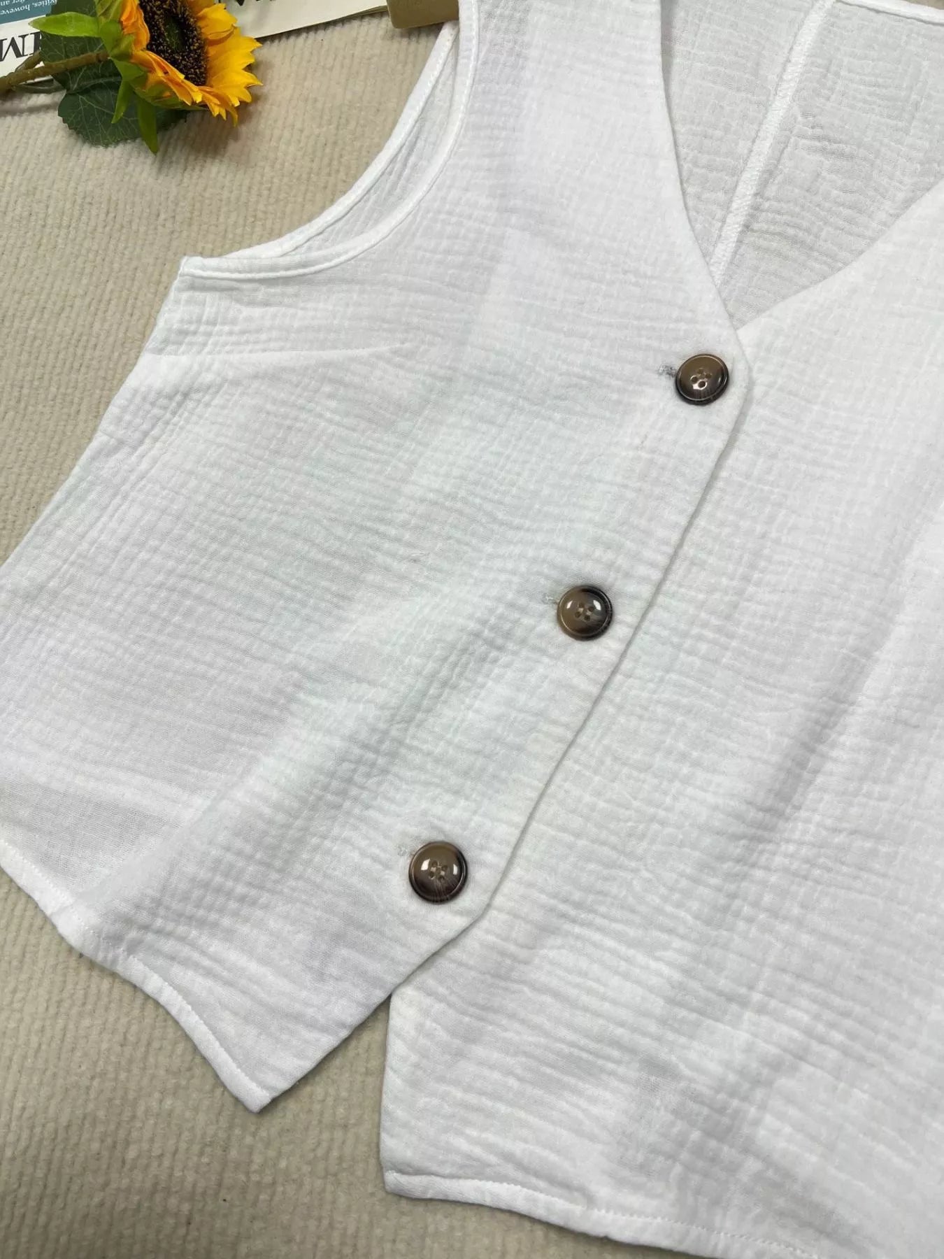 Textured Button Up Vest - Be Bliss Boutique