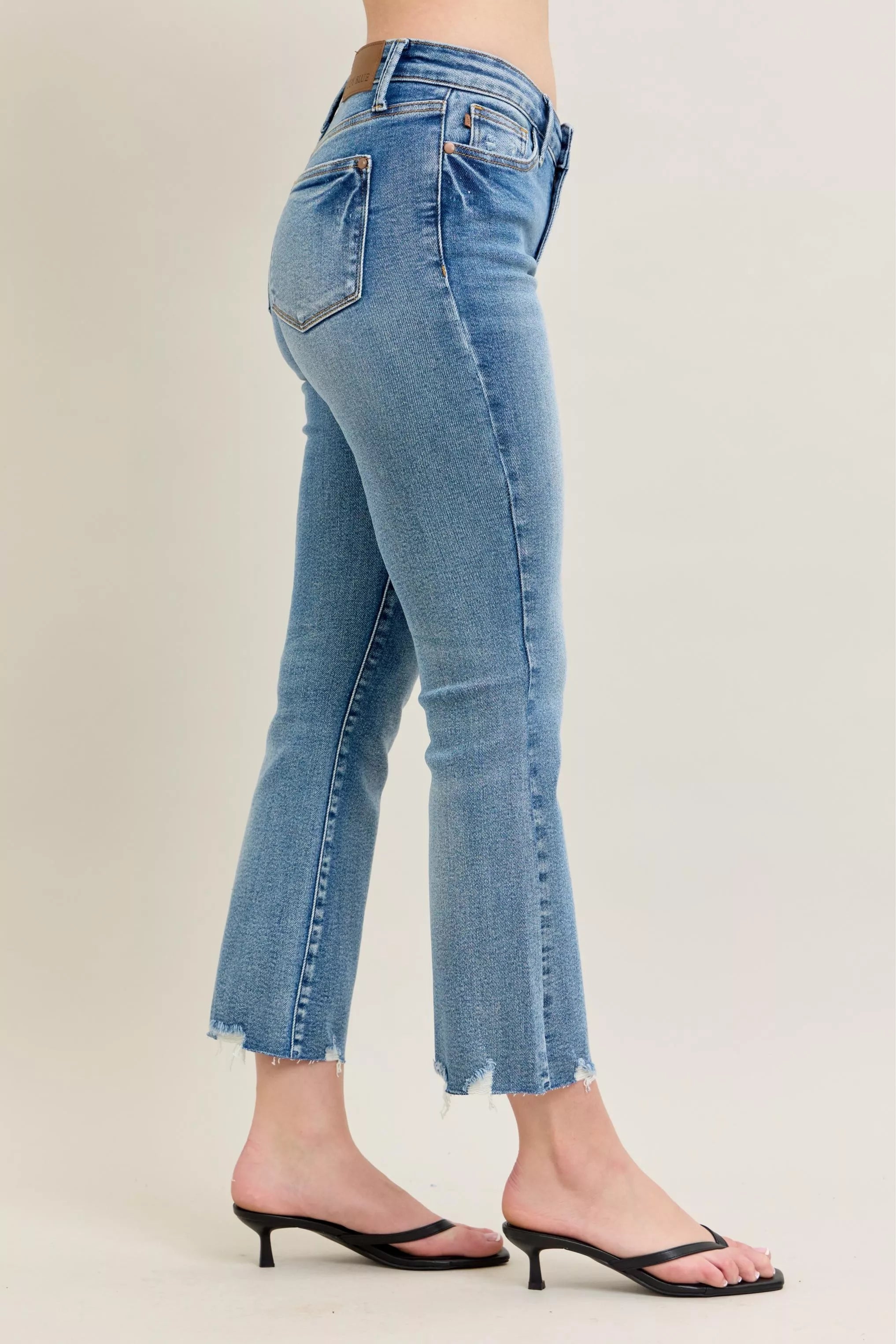 Judy Blue Jeans - Mr Vintage Wash Destroy Hem Kick Flare Jeans - Be Bliss Boutique