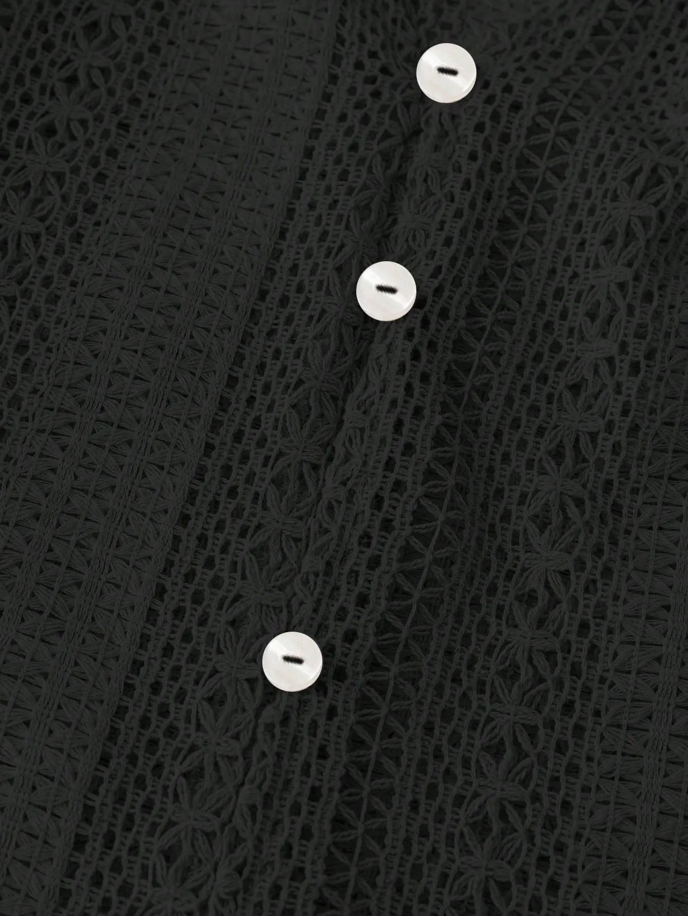 Crochet Notched Button-Front Shirt -  Be Bliss Boutique