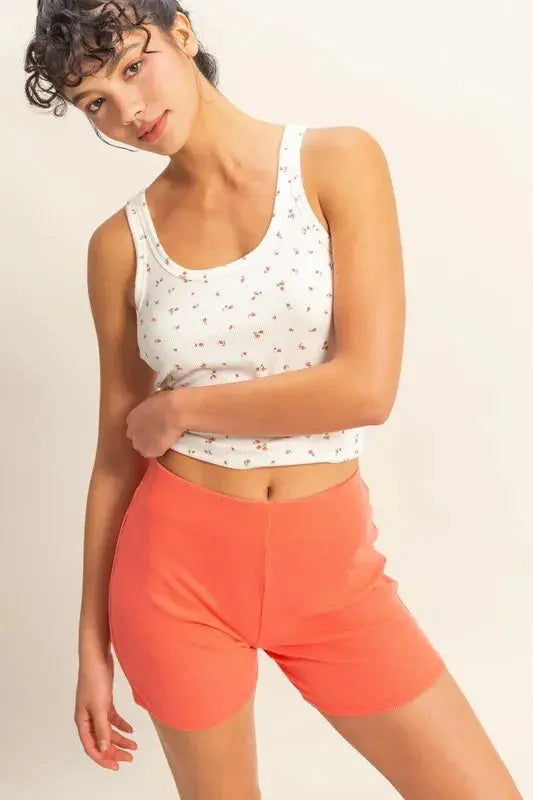 HYFVE High Waist Ribbed Fitted Biker Shorts 