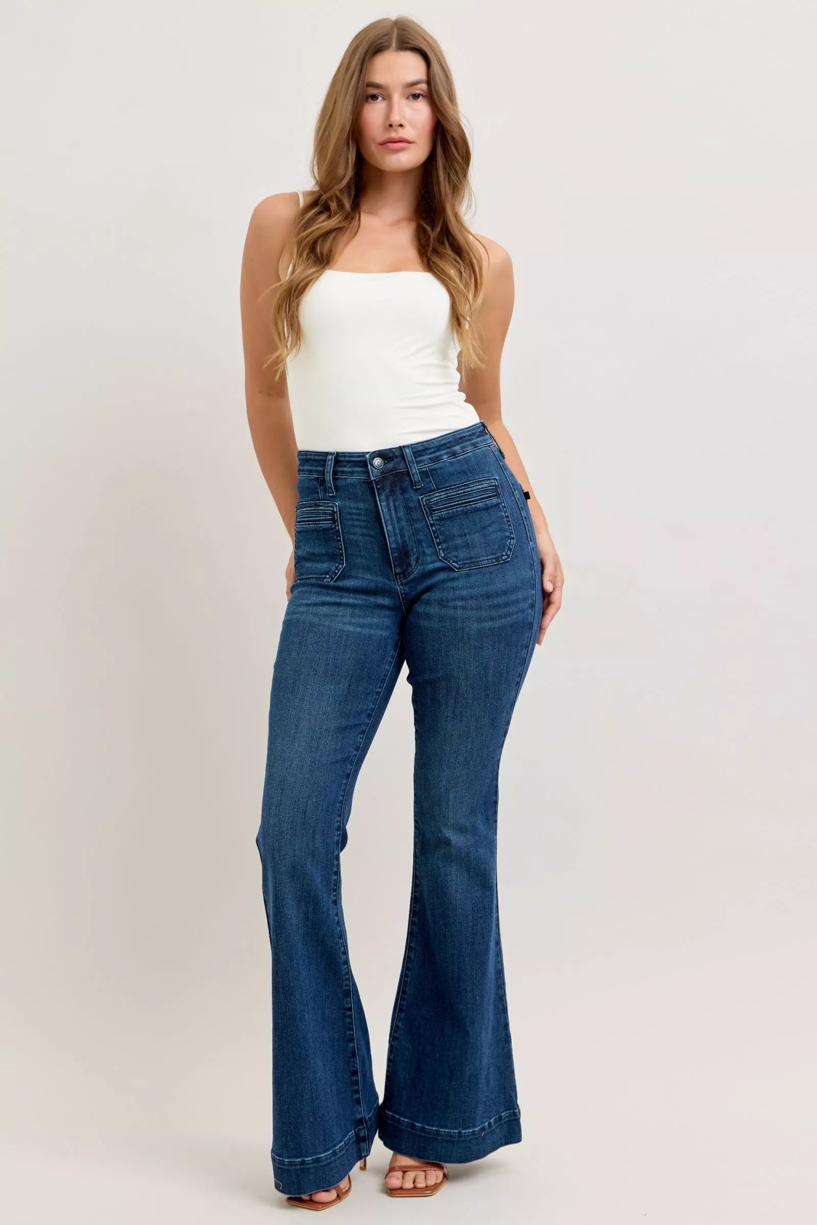 Judy Blue Jeans - High-Waisted Flare Jeans with Front Pockets - Be Bliss Boutique