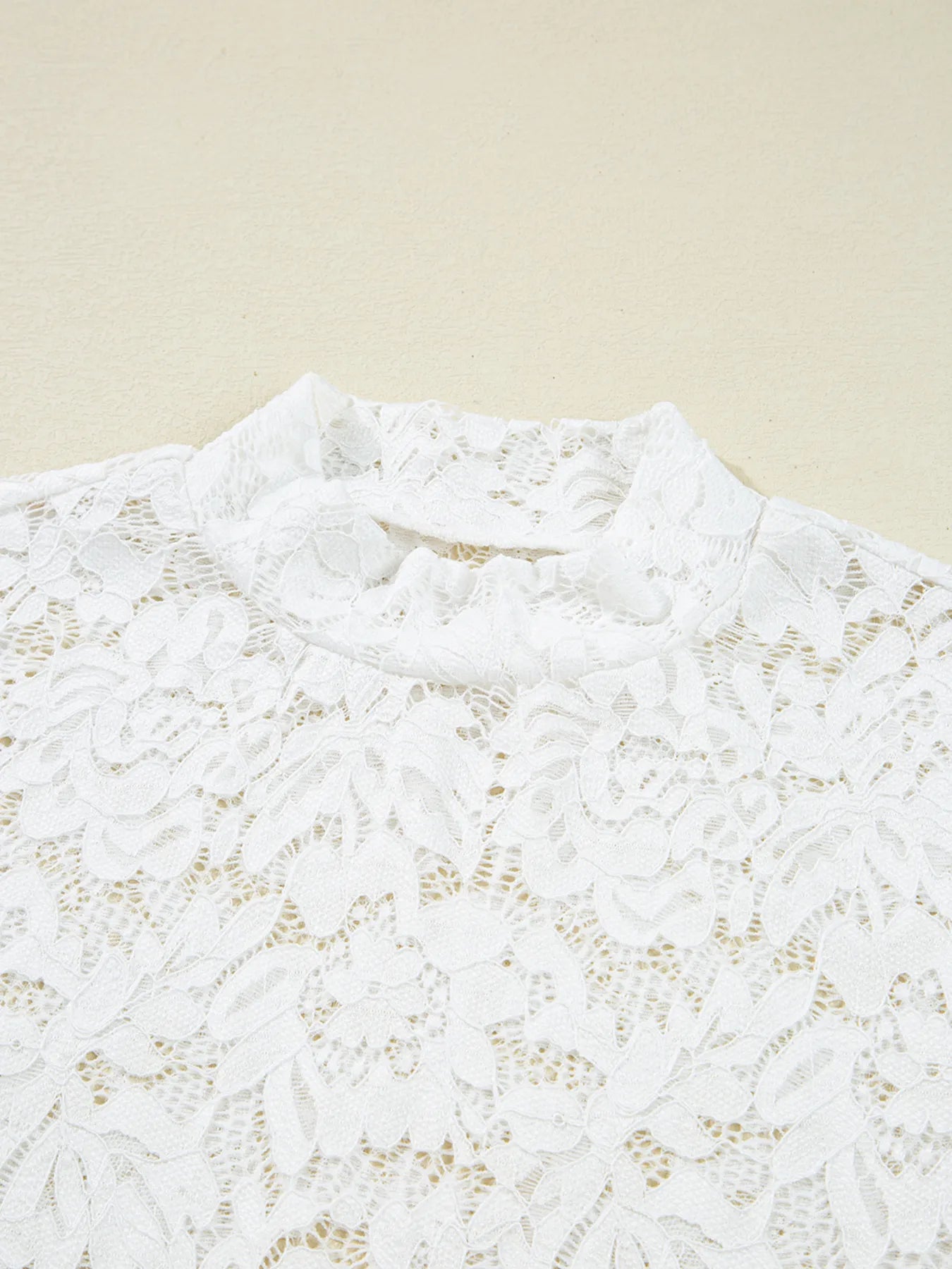 Lace Crochet Bell Sleeve Mock Neck Blouse - Be Bliss Boutique