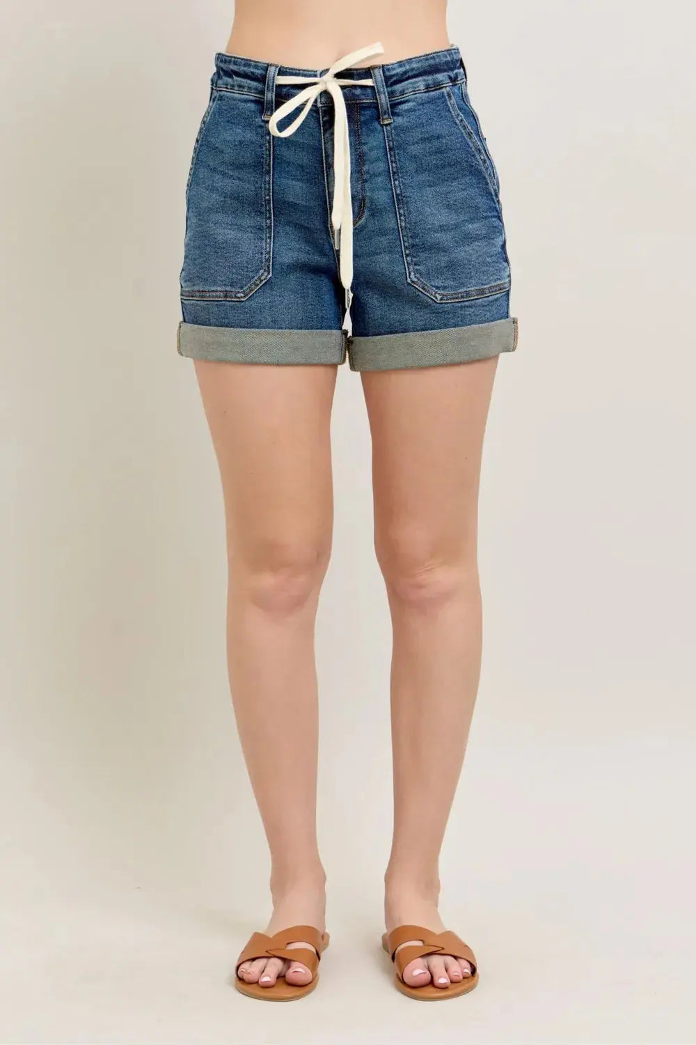 Judy Blue Full/Plus Size High Rise Cuff Denim Shorts |  Be Bliss Boutique